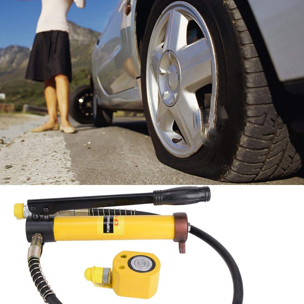 10 Ton Hydraulic Jack with Manual Pump - 11mm Stroke Mini Portable Hydraulic Cylinder for Car Lifting & Repair | Heavy Duty Vehicle Maintenance Tool for Garage, Auto Shop & Home Use