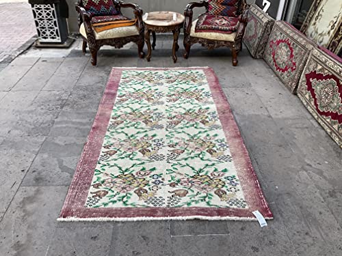 Handmade Organic Wool Turkish Rug - Floral Design Anatolian Carpet for Living Room & Bedroom Decor | Eco-Friendly Home Decor Carpet | Perfect for Boho Chic, Farmhouse & Modern Interior Design Styles