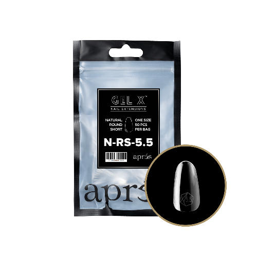 Apres Gel X Refill Tips 2.0 - 50pcs Natural Short Round Fake Nails for Manicure - Perfect for DIY Nail Art, Salon & Home Use