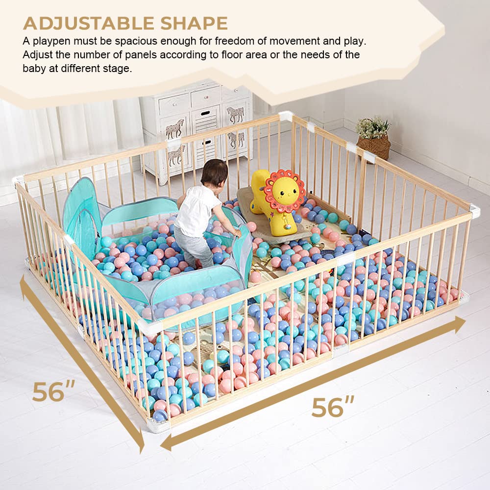HARPPA Baby Safety Gate & Playpen - 56x56x24 Inches Play Yard Fence for Babies & Toddlers - Indoor/Outdoor Play Area Protection for Home, Stairs, and Doorways