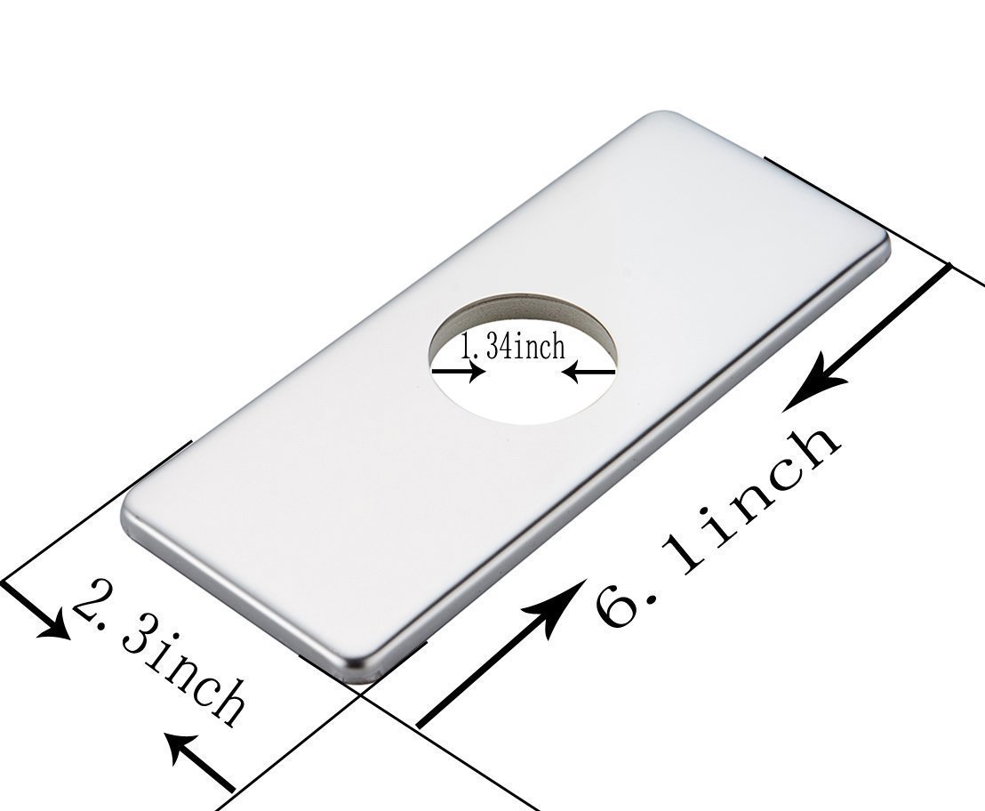 6 Inch Stainless Steel Chrome Sink Hole Cover - Square Bathroom & Kitchen Faucet Deck Plate for Vessel Sink - 4