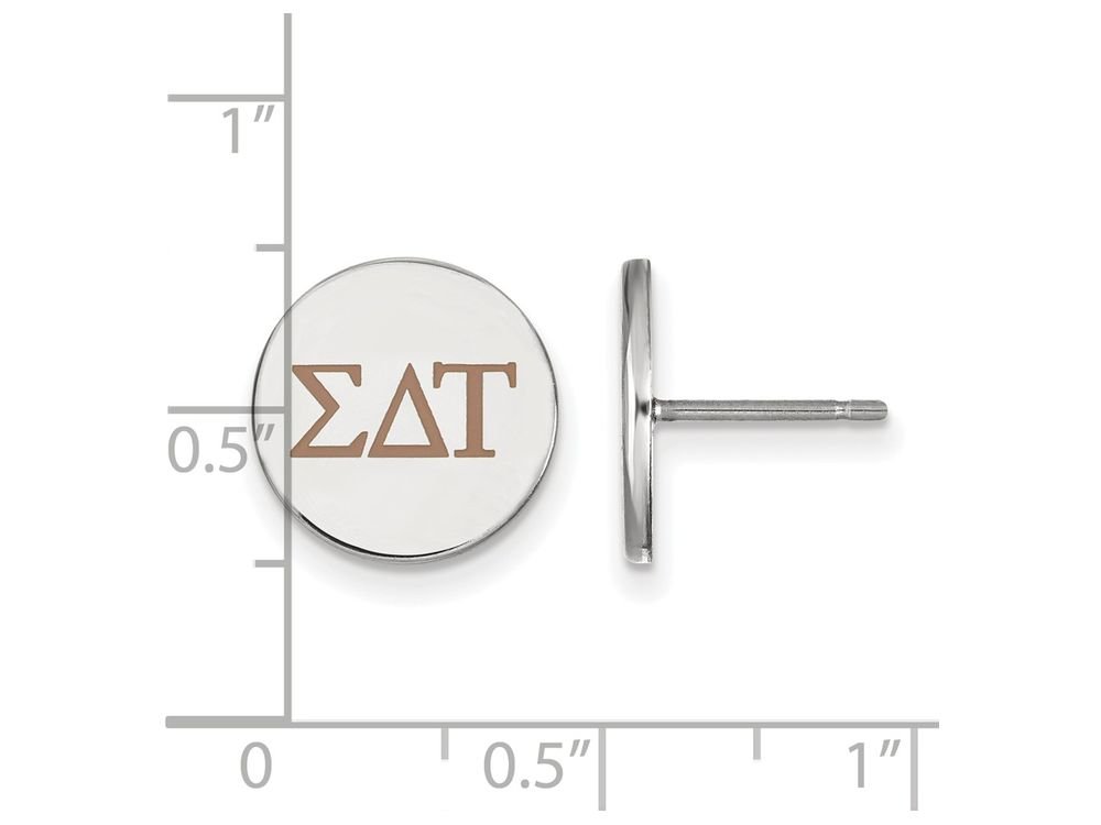 Sterling Silver Sigma Delta Tau Enameled Post Earrings - Sorority Jewelry for Sisters, Greek Life Gifts & College Campus Fashion Accessories