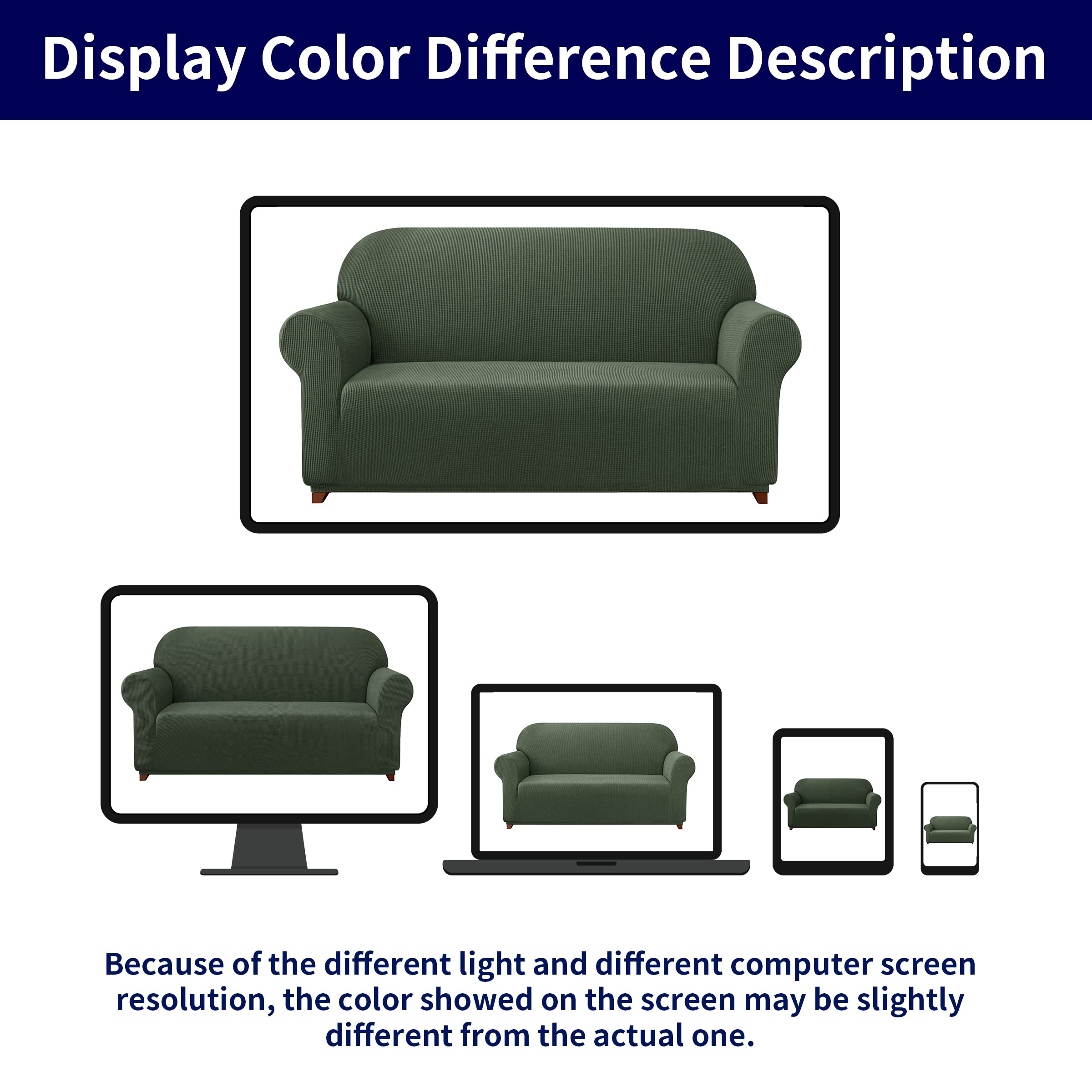 SUBRTEX Stretch Couch Cover Set - 1 Piece Sofa Slipcover with Free Cushion Cover for 4-Cushion Oversized Couches (Olive Drab, XL Size) - Perfect for Living Room Furniture Protection & Home Decor Upgrade