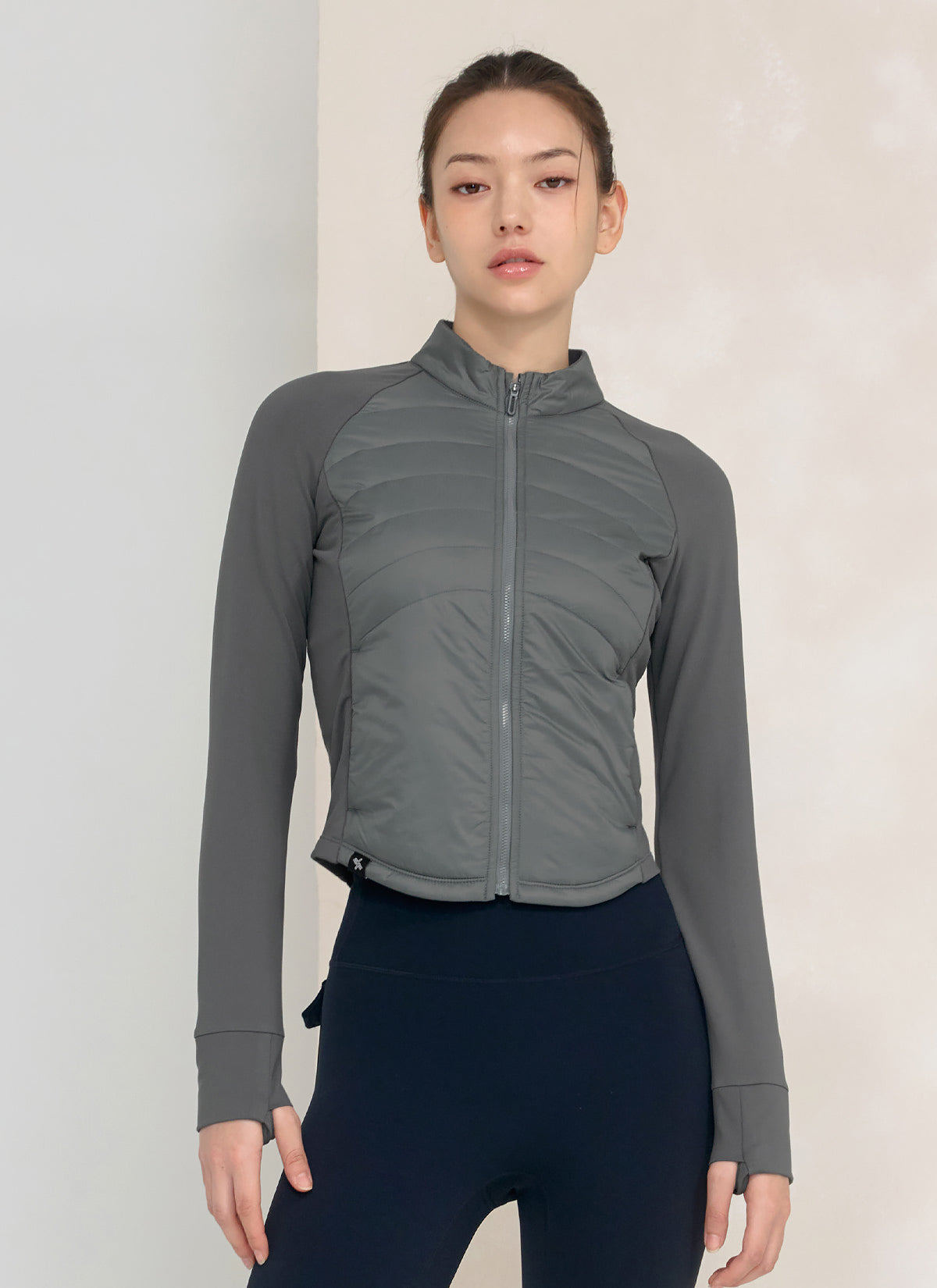 Lightweight Padded Mock Neck Jacket with Finger Hole - Warm Winter Coat for Women, Outdoor Hiking, Running & Casual Wear