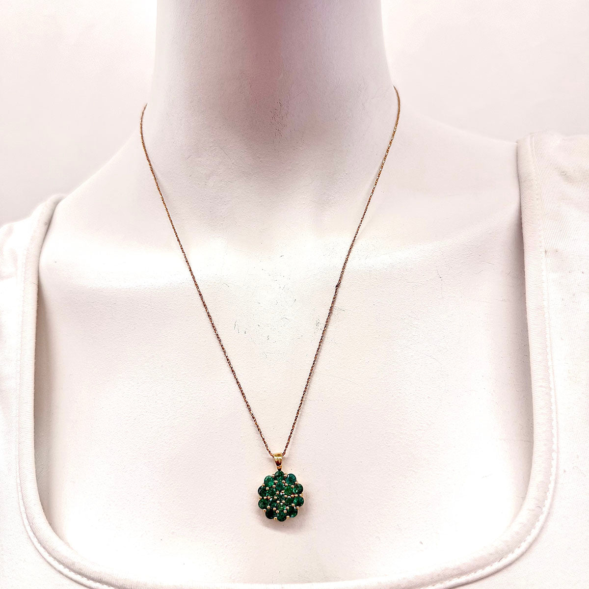 14K Gold 20 Pendant Necklace with Genuine Green Onyx Stone - Elegant Jewelry Gift for Women, Perfect for Weddings, Anniversaries & Special Occasions