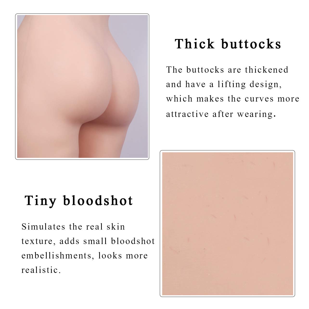 Lifun D G Cup Crossdressing Bodysuit with Silicone Breast Forms & Fake Vagina Buttocks Pad - Realistic Transgender Cosplay Costume for Drag Shows, Halloween & Role Play