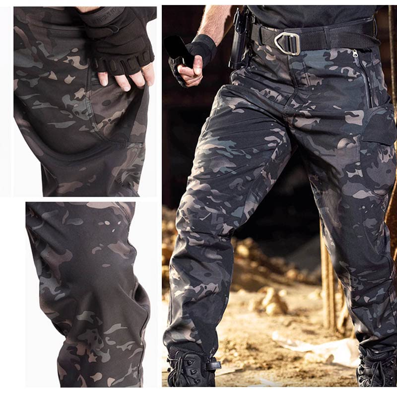 Tactical Combat Camouflage Softshell Pants - Outdoor Airsoft Shooting Hunting BDU Trousers for Men | Durable & Water-Resistant for Tactical Training, Airsoft Games, and Outdoor Adventures