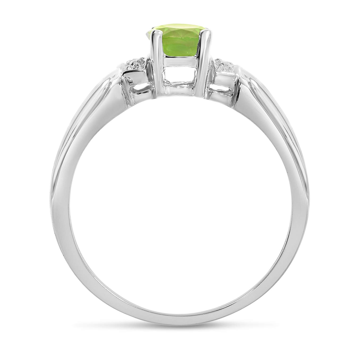 14K White Gold Oval Peridot and Diamond Ring for Women - Elegant Birthstone Jewelry for Engagement, Wedding, Anniversary & Special Occasions