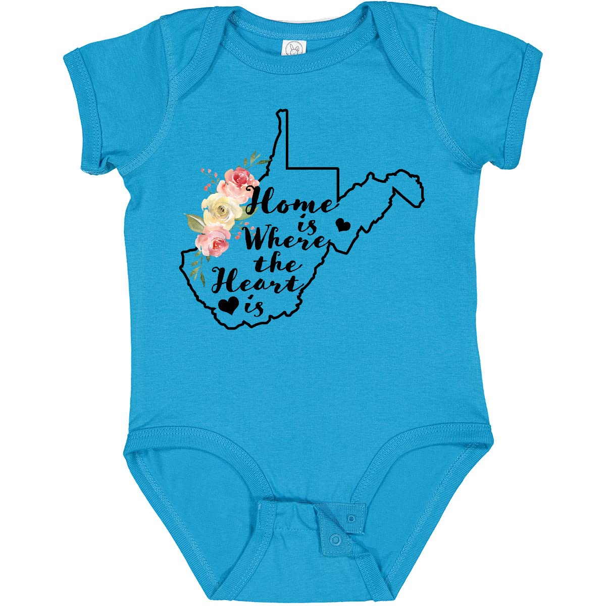 Inktastic West Virginia Home is Where The Heart is Watercolor Baby Bodysuit - Soft Cotton Infant Onesie for Newborns, Gifts, Family Photos & Everyday Wear