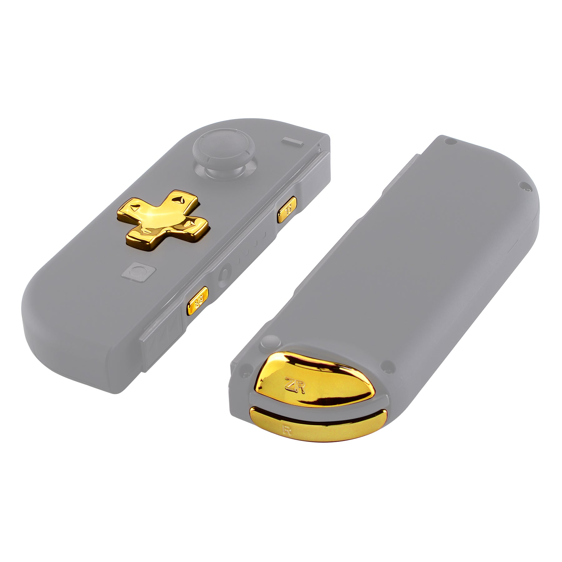 eXtremeRate Chrome Gold D-Pad ABXY Buttons & Trigger Set for Nintendo Switch Joy-Con & OLED - Replacement Buttons Kit with Springs (D-Pad Fits eXtremeRate Shell Only) - Perfect for Gaming, DIY Repairs & Controller Customization