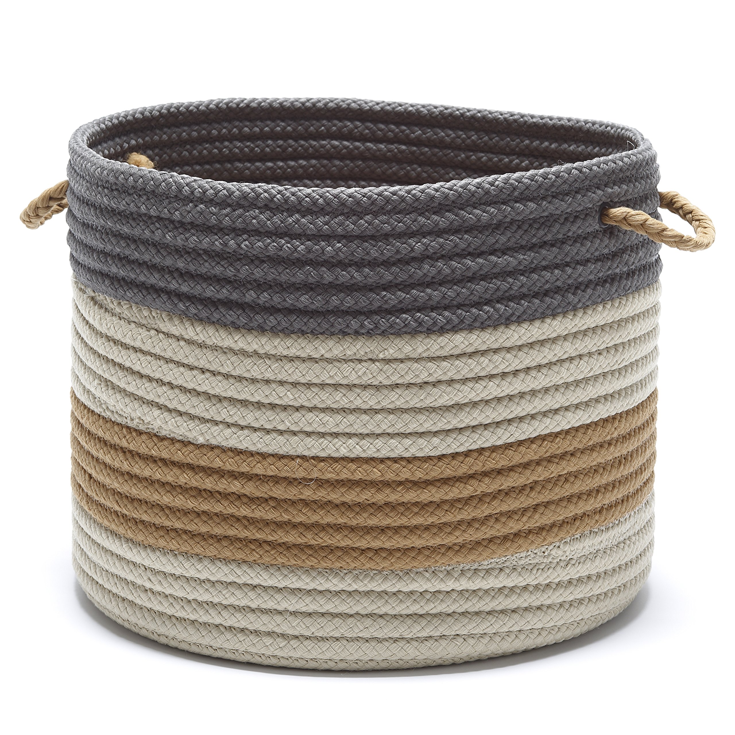Grove Baskets Banded Basket - 19x19x15 Inches, Marine Blue Storage Basket - Perfect for Home Organization, Laundry, and Decor