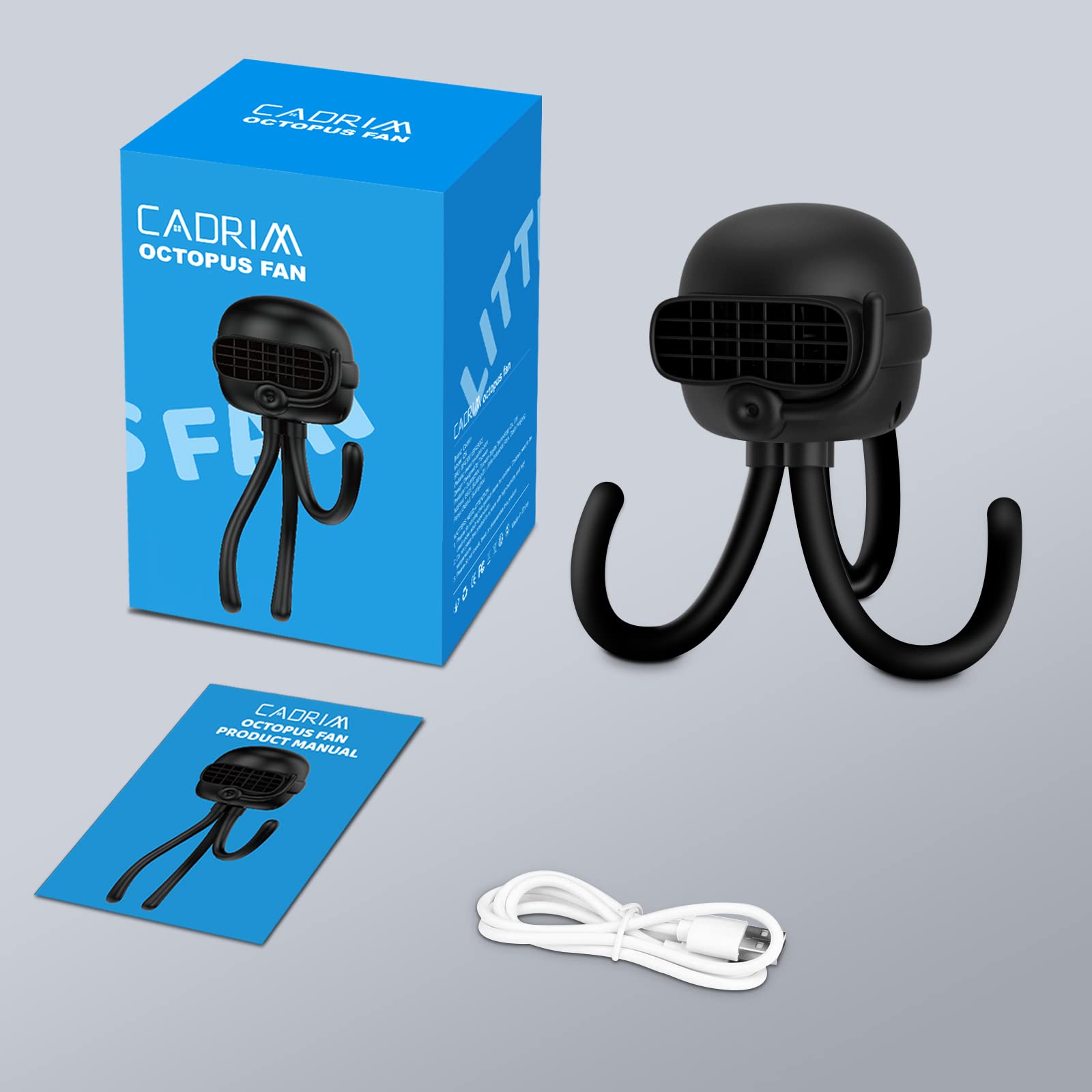 Cadrim Battery Operated Clip On Stroller Fan for Baby - 3 Speed Adjustable Portable Fan with Flexible Tripod, Handheld Personal Cooling Fan for Car Seat, Crib, Camping, Treadmill - Perfect for Outdoor Activities, Travel & Nursery Use