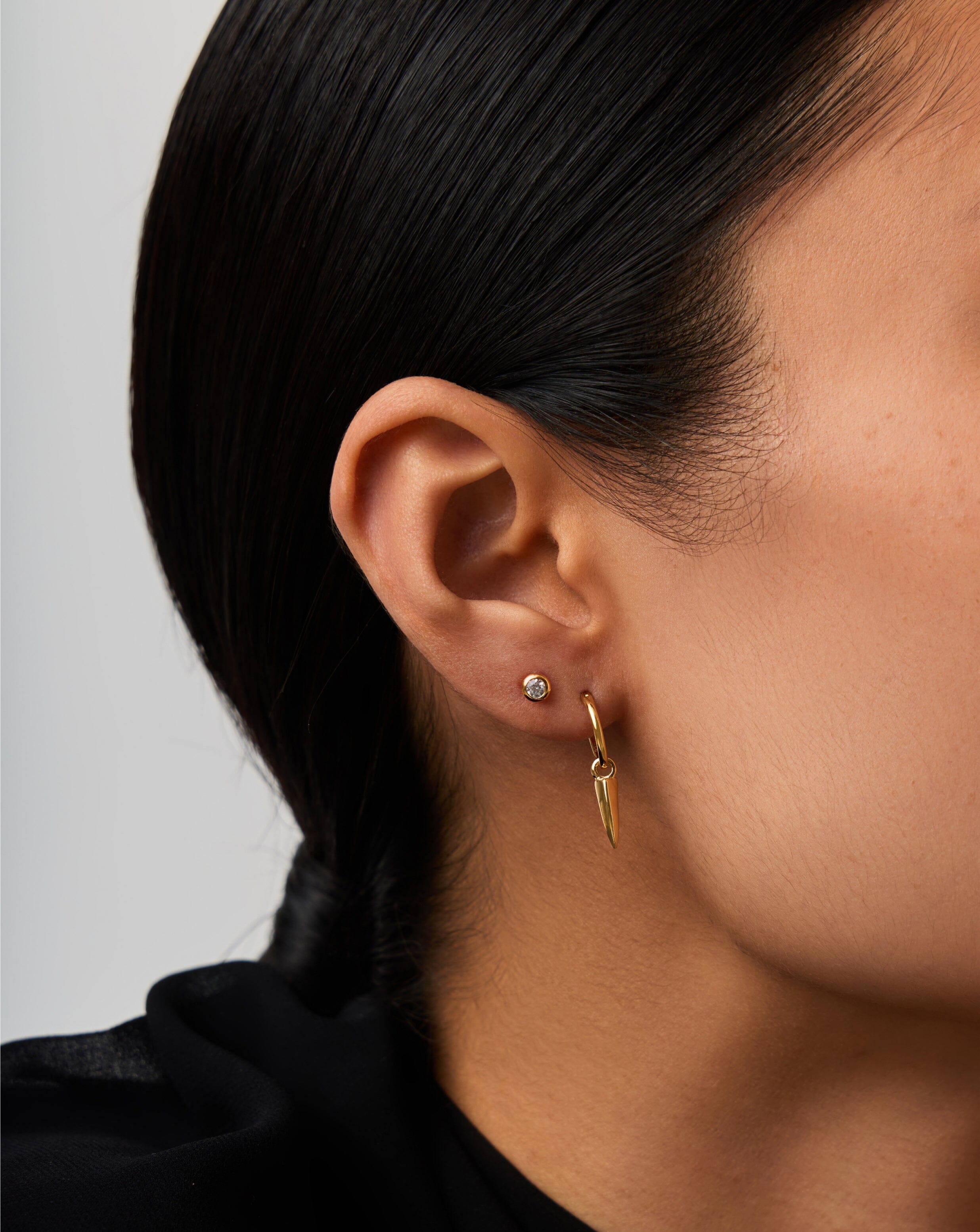 18k Gold Vermeil Claw Hoop & Stud Earrings Set - Elegant Dangle Hoops & Minimalist Studs for Women, Perfect for Everyday Wear, Date Night & Special Occasions