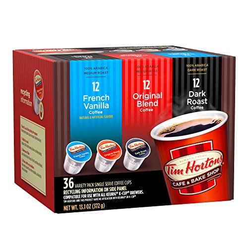 Tim Horton's Single Serve Coffee Pods Variety Pack - 36 Count K-Cup Compatible for Keurig Brewers - Perfect for Home, Office & Morning Coffee Routine