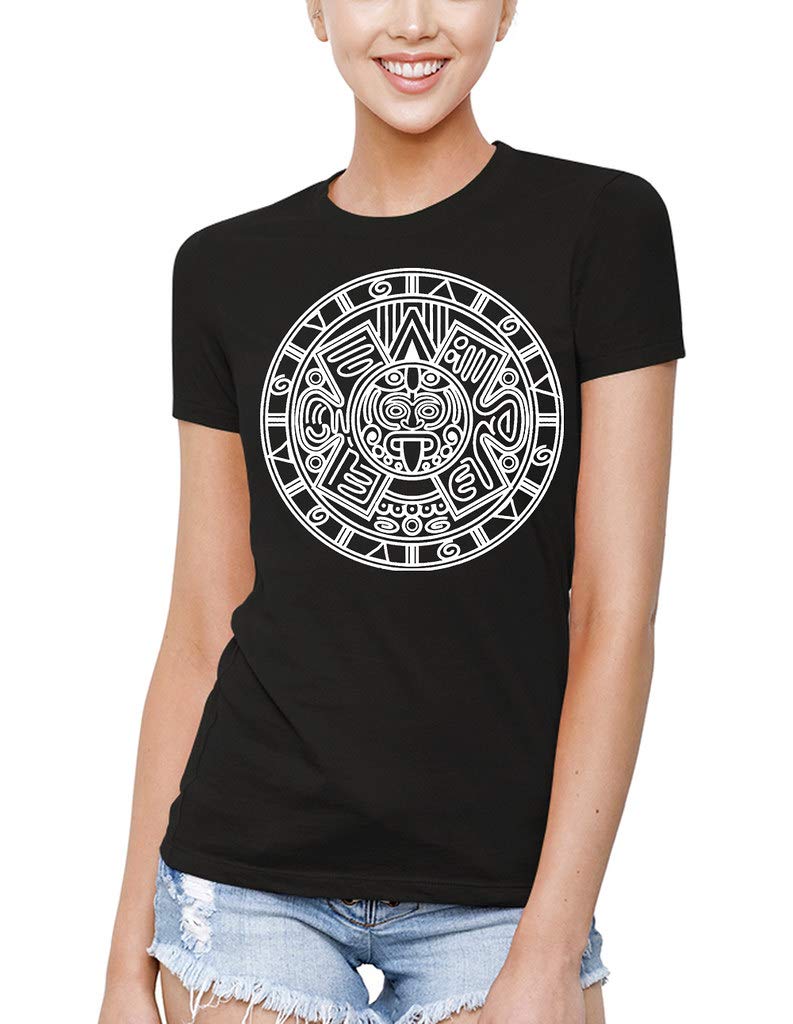 Junior's BW Mayan Calendar Black T-Shirt - Vintage Graphic Cotton Tee for Men & Women | Perfect for Casual Wear, Gifts & Cultural Events
