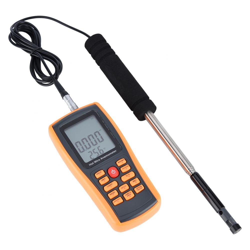 GM8903 Hot Wire Anemometer - Digital Wind Speed Meter with Temperature Measurement, Portable Air Flow Tester for HVAC, Industrial, and Outdoor Use