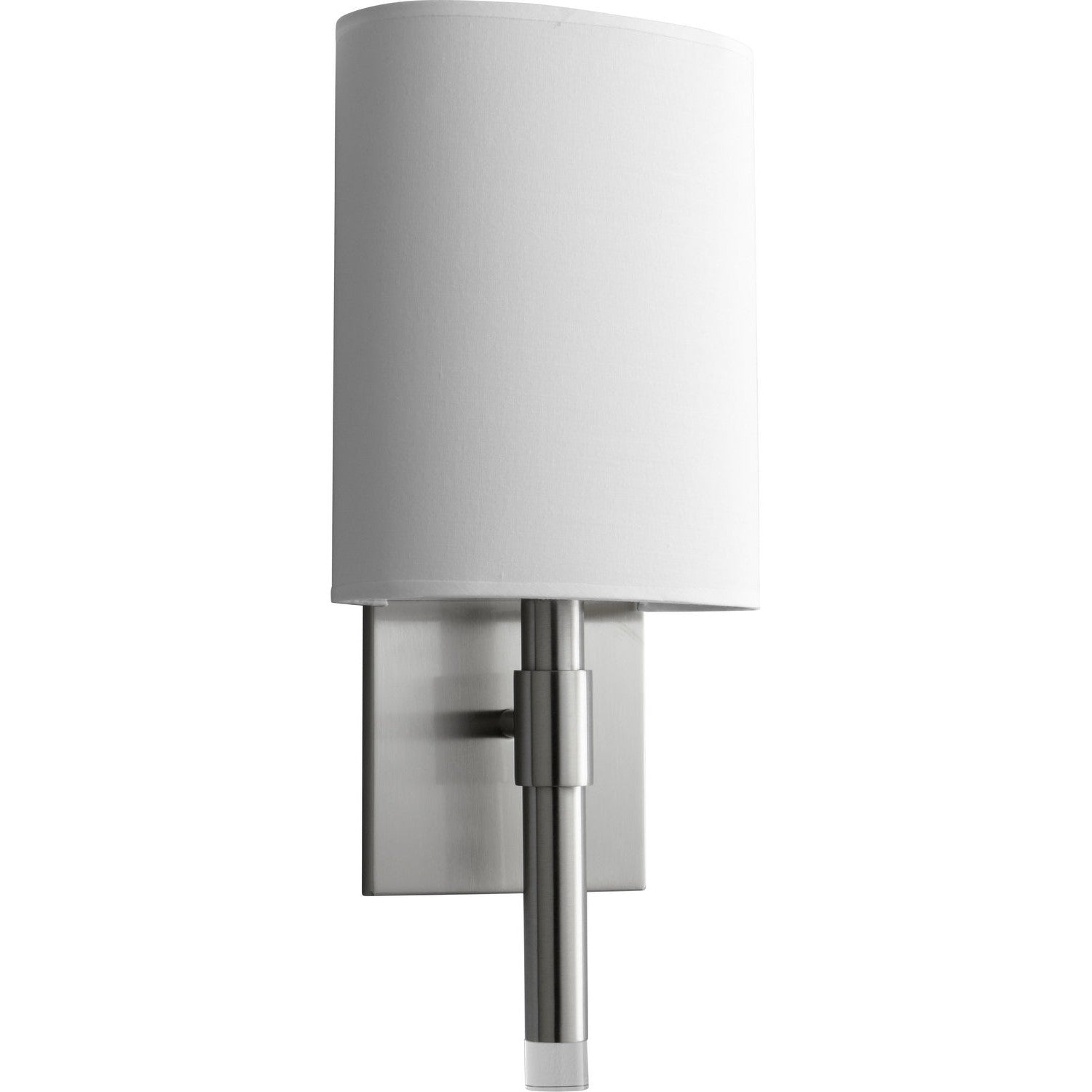 Modern Sconce Wall Light - Oxygen Beacon 3 587 124 in Satin Nickel with White Linen Shade - Perfect for Bedroom, Living Room, and Hallway Lighting