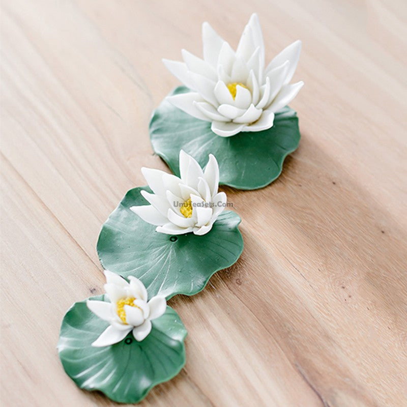 Lotus Flower and Leaf Porcelain Tea Pet - Handmade Ceramic Tea Companion for Gongfu Tea Ceremony, Meditation & Zen Decor