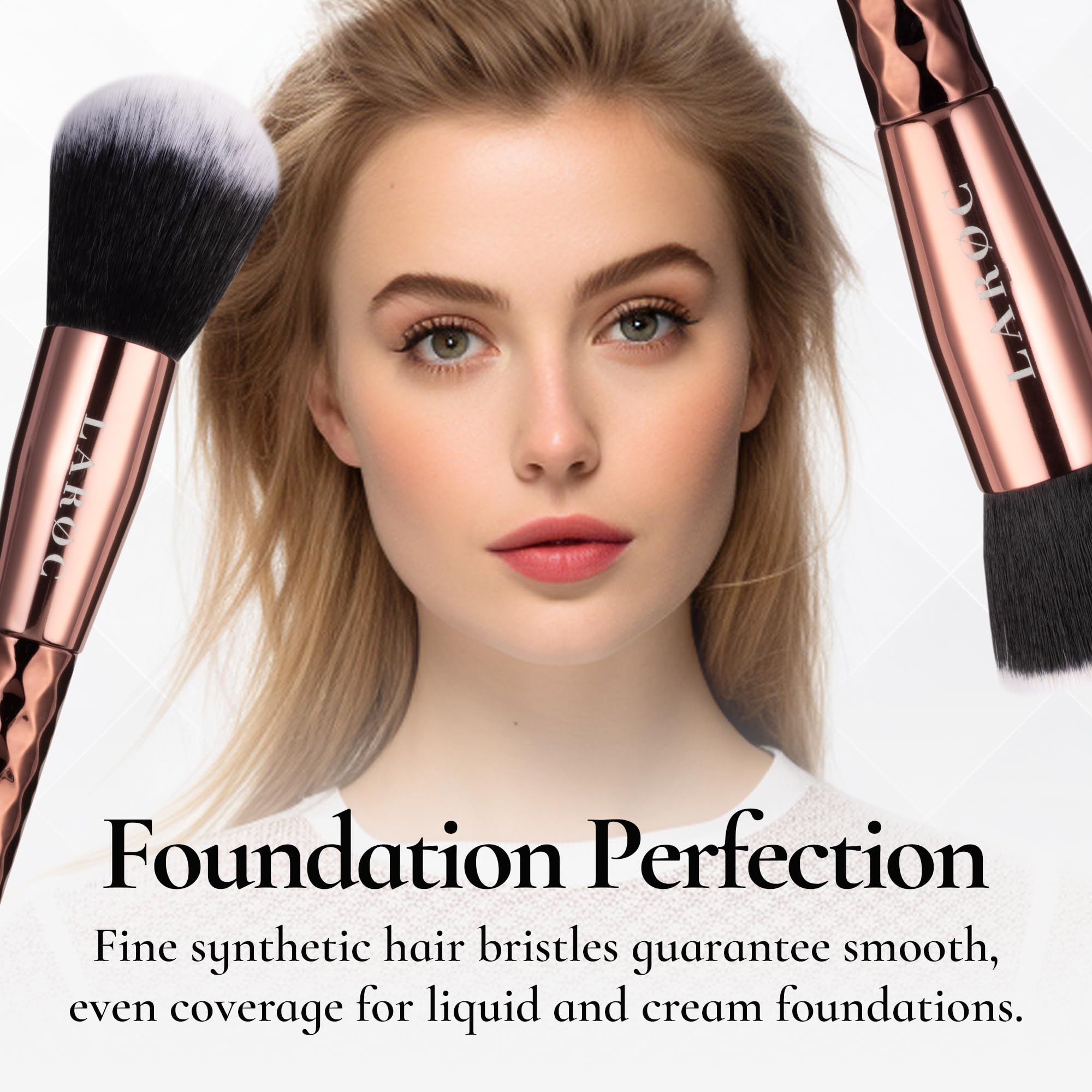 LaRoc 10-Piece Professional Diamond Makeup Brush Set - Concealer, Powder, Eyeliner & Eyeshadow Brushes for Full Face Coverage - Perfect for Makeup Artists & Beauty Enthusiasts - Great for Contouring, Highlighting & Everyday Makeup Application