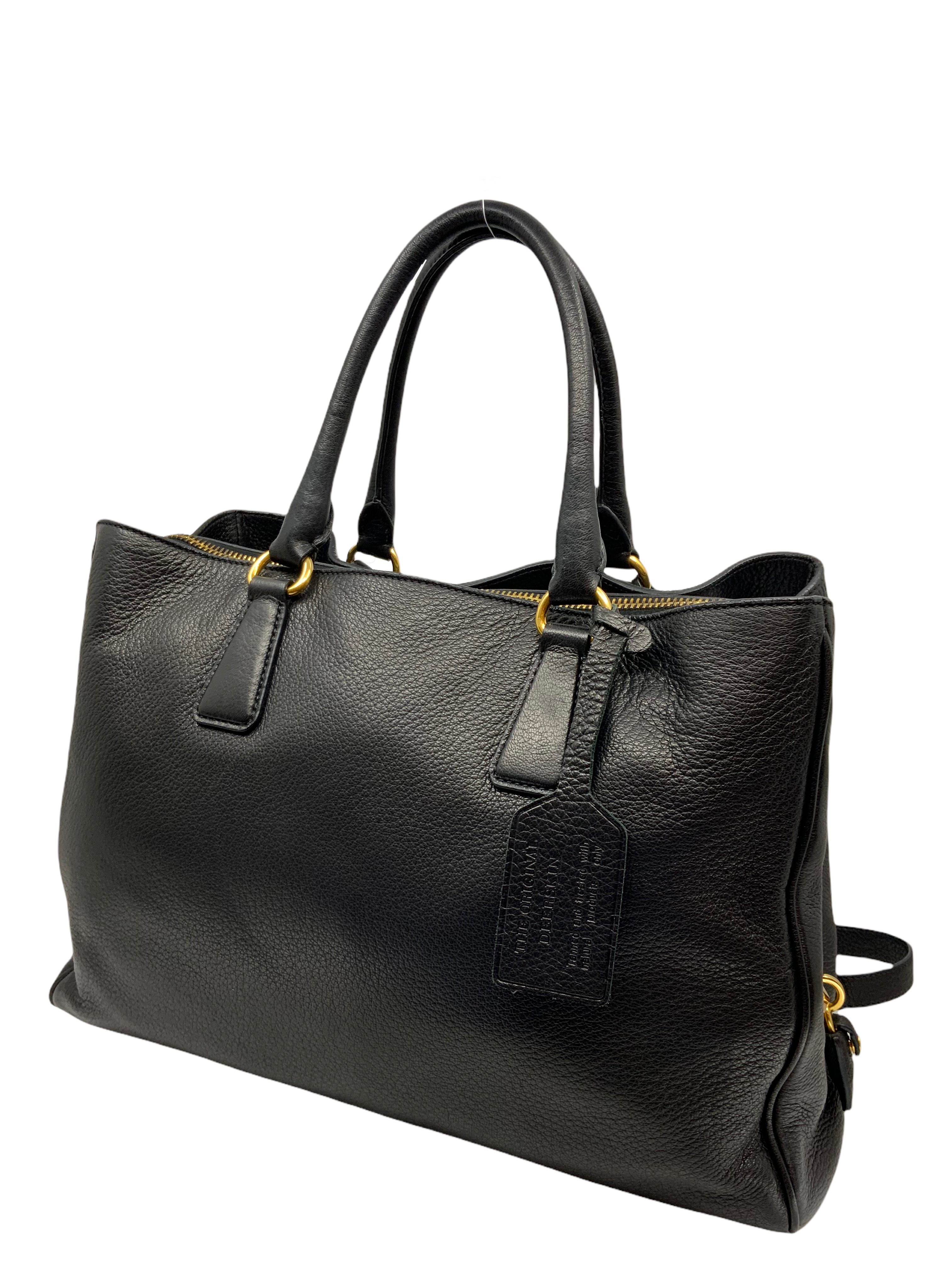 Prada Cervo Deerskin Tote Bag with Adjustable Shoulder Strap - Luxury Leather Handbag for Women, Perfect for Work, Travel & Everyday Use