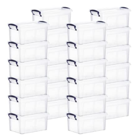 Superio Clear Plastic Storage Bins with Lids - 24 Pack Small Stackable Organizer Boxes with Secure Latches & Easy-Carry Handles | Perfect for Pantry, Closet, Office & Toy Organization