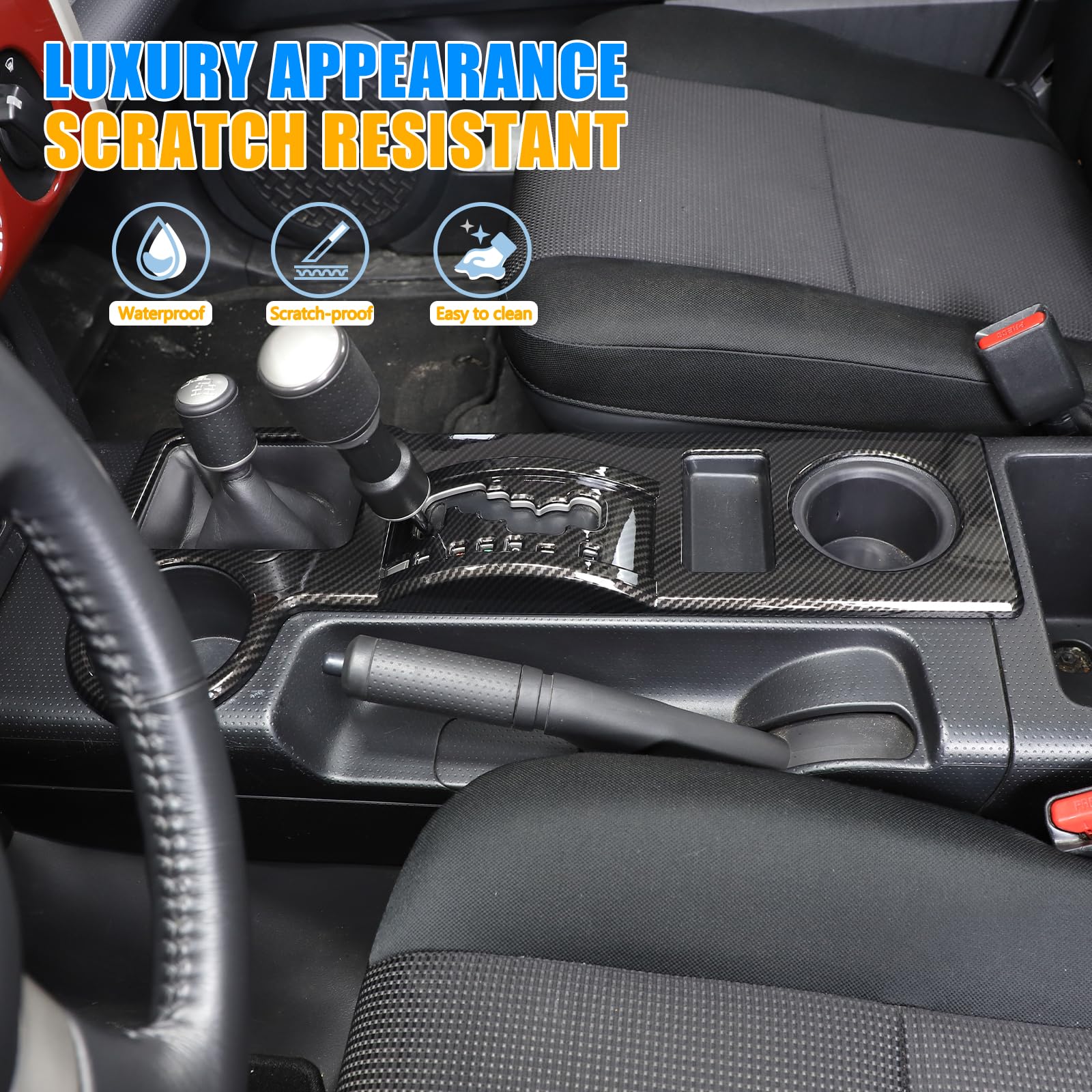 ABS Gear Shift Panel Cover for Toyota FJ Cruiser 2007-2022 - Carbon Fiber Style (LHD Only) - Interior Upgrade