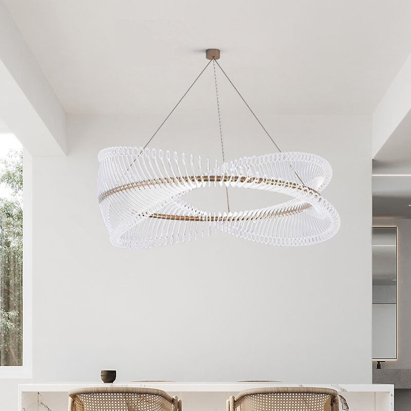 Elegant Spiral Acrylic Chandelier - Modern LED Ceiling Light Fixture for Dining Room, Living Room & Bedroom Decor | Energy Saving & Stylish Lighting Solution