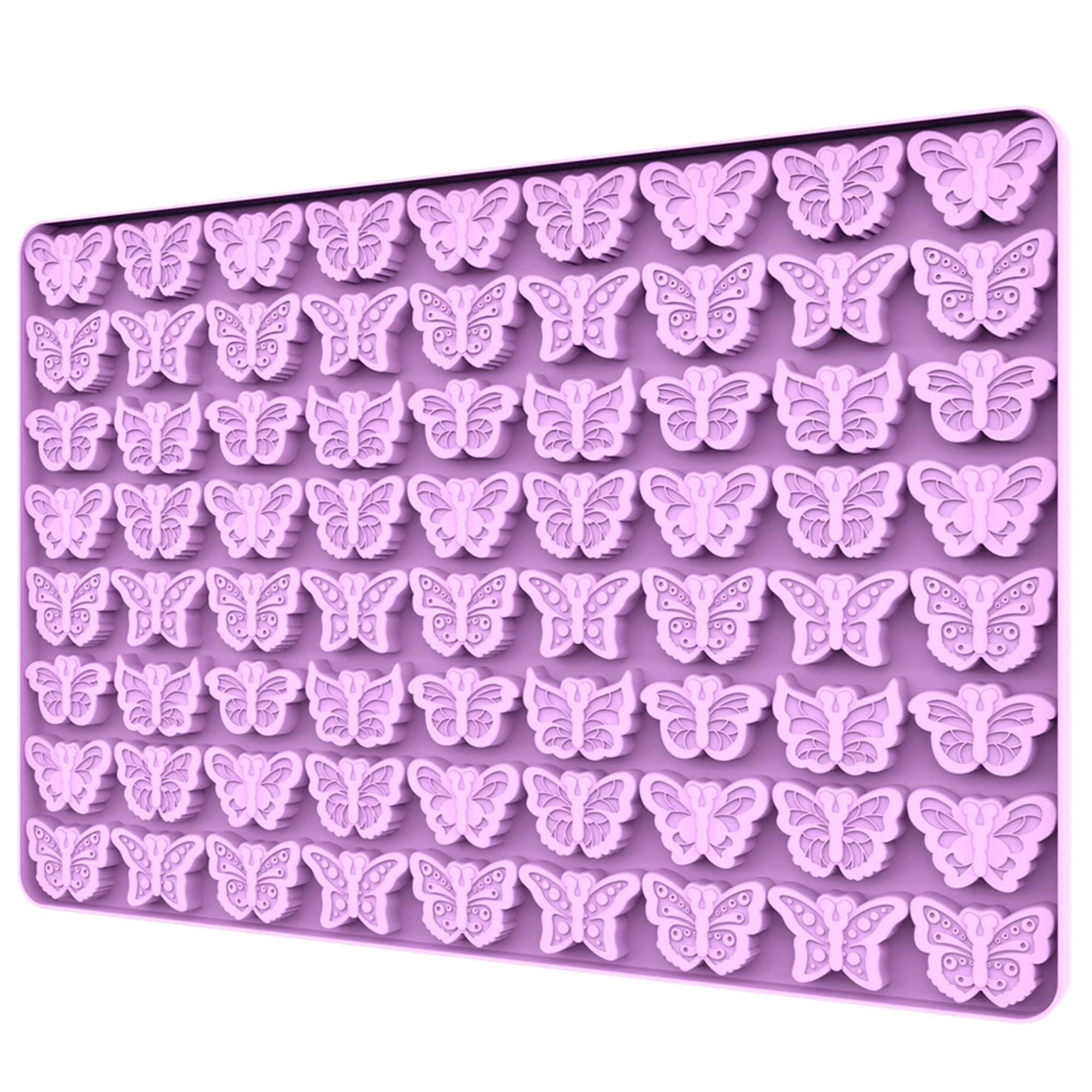 Silicone Butterfly Molds for Chocolate, Candy, Gummy, Wax Melts - Small Baking Molds & Ice Cube Tray with Scraper - Perfect for DIY Desserts, Party Favors, and Candle Making