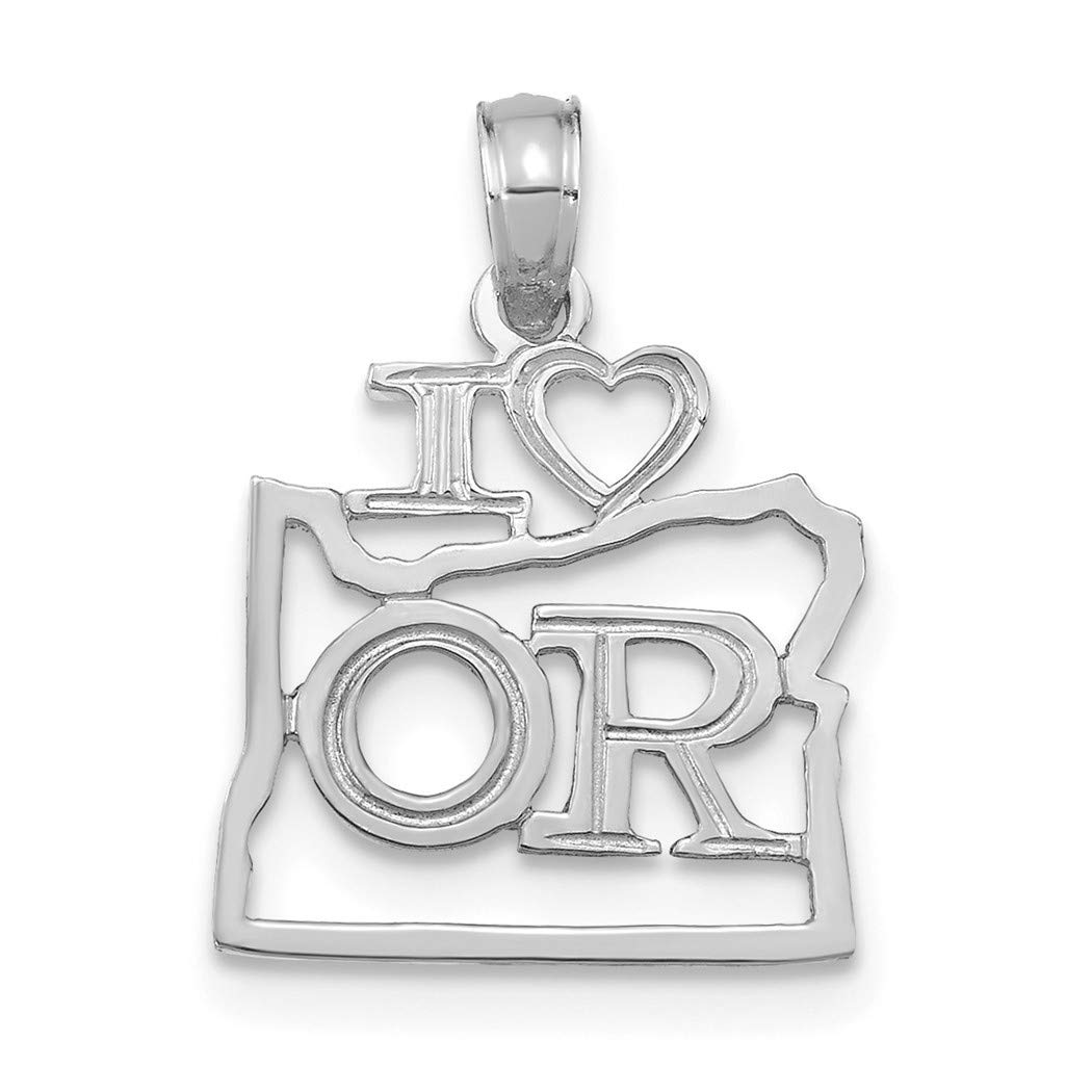 14K White Gold Solid Oregon State Pendant Necklace - Elegant Jewelry Gift for Women, Perfect for Birthdays, Anniversaries & Graduation Gifts