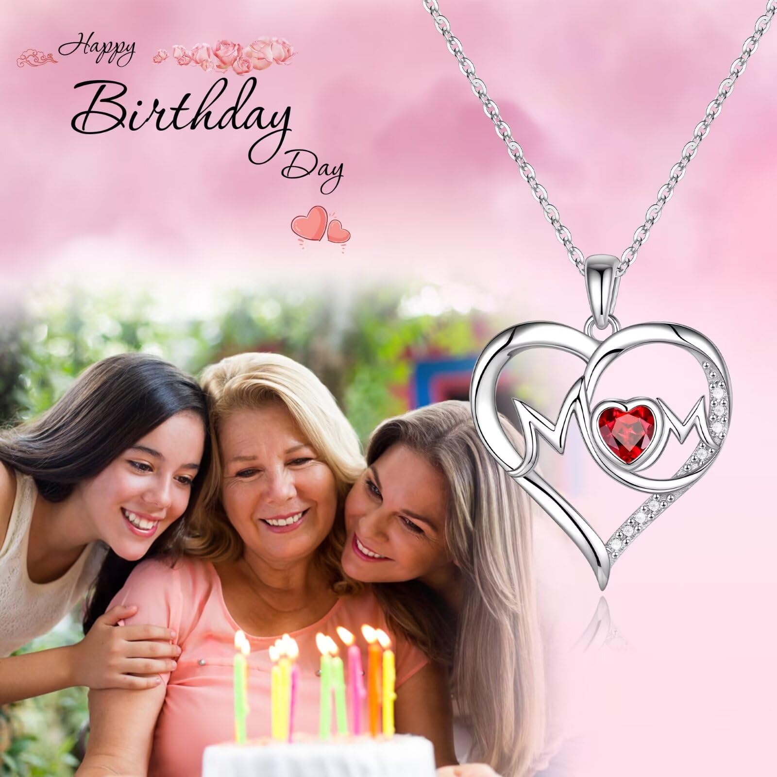 925 Sterling Silver Birthstone Necklace for Mom - Personalized Mother's Day & Birthday Gift for Mom, Grandma & Mother-in-Law | Elegant Jewelry for Special Occasions & Daily Wear