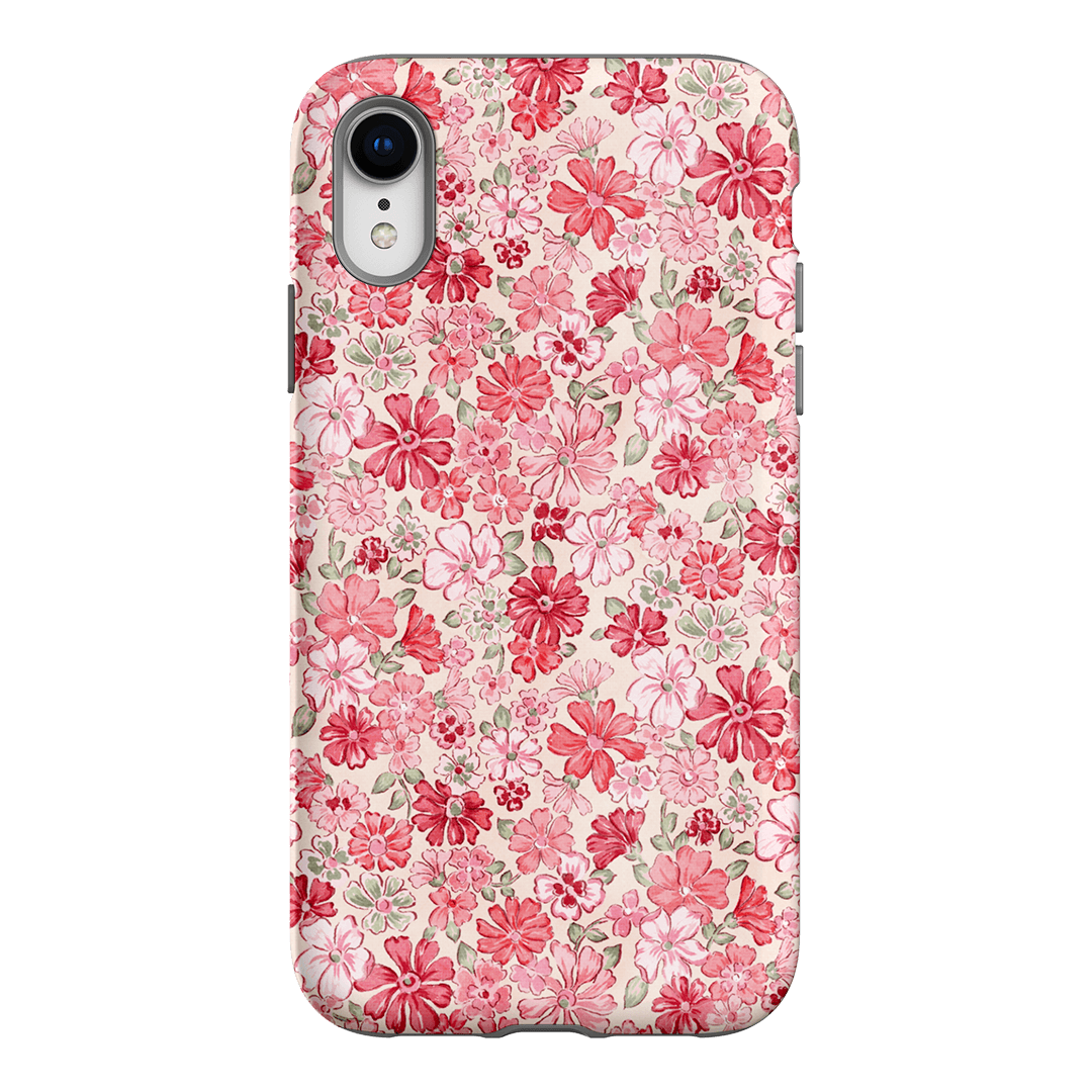 Strawberry Kiss Pink Floral Phone Case for iPhone 14/13/12/11 Pro Max - Cute Aesthetic Flower Design Protective Cover - Perfect for Women Girls Daily Use & Gift Giving