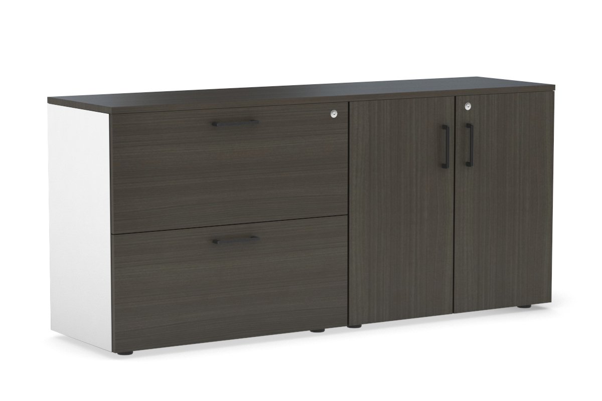 2-Drawer Lateral File Cabinet with 2-Door Storage Cupboard - Office Organization & Document Storage Solution for Home & Business Workspaces