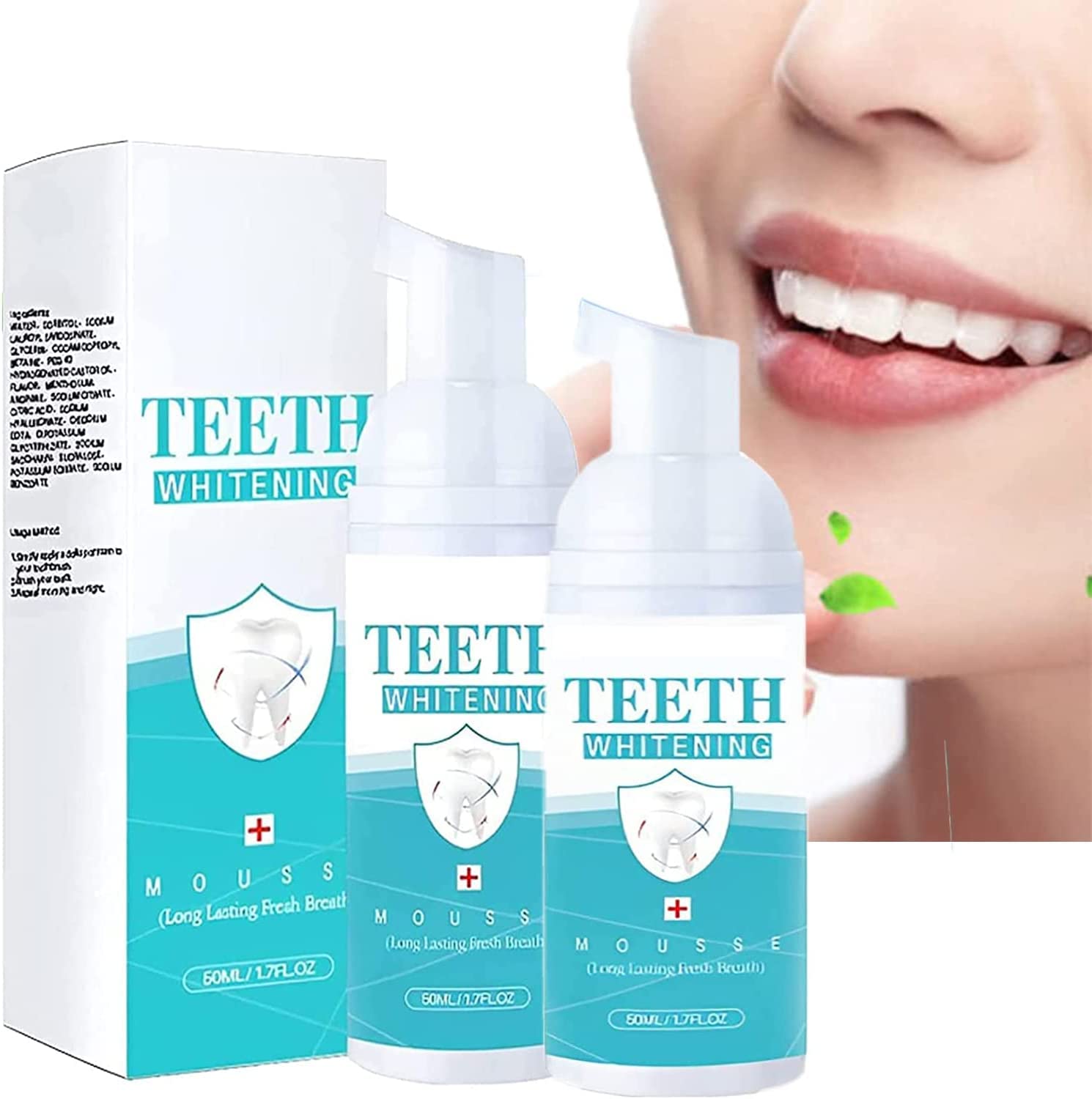 Saveuppro Teeth Whitening Mousse Foam - Whitening Toothpaste for Deep Cleaning & Stain Removal - Refreshing Breath Press Type Mousse (2 Pack) - Perfect for Daily Oral Care & Bright Smile at Home/Office/Travel