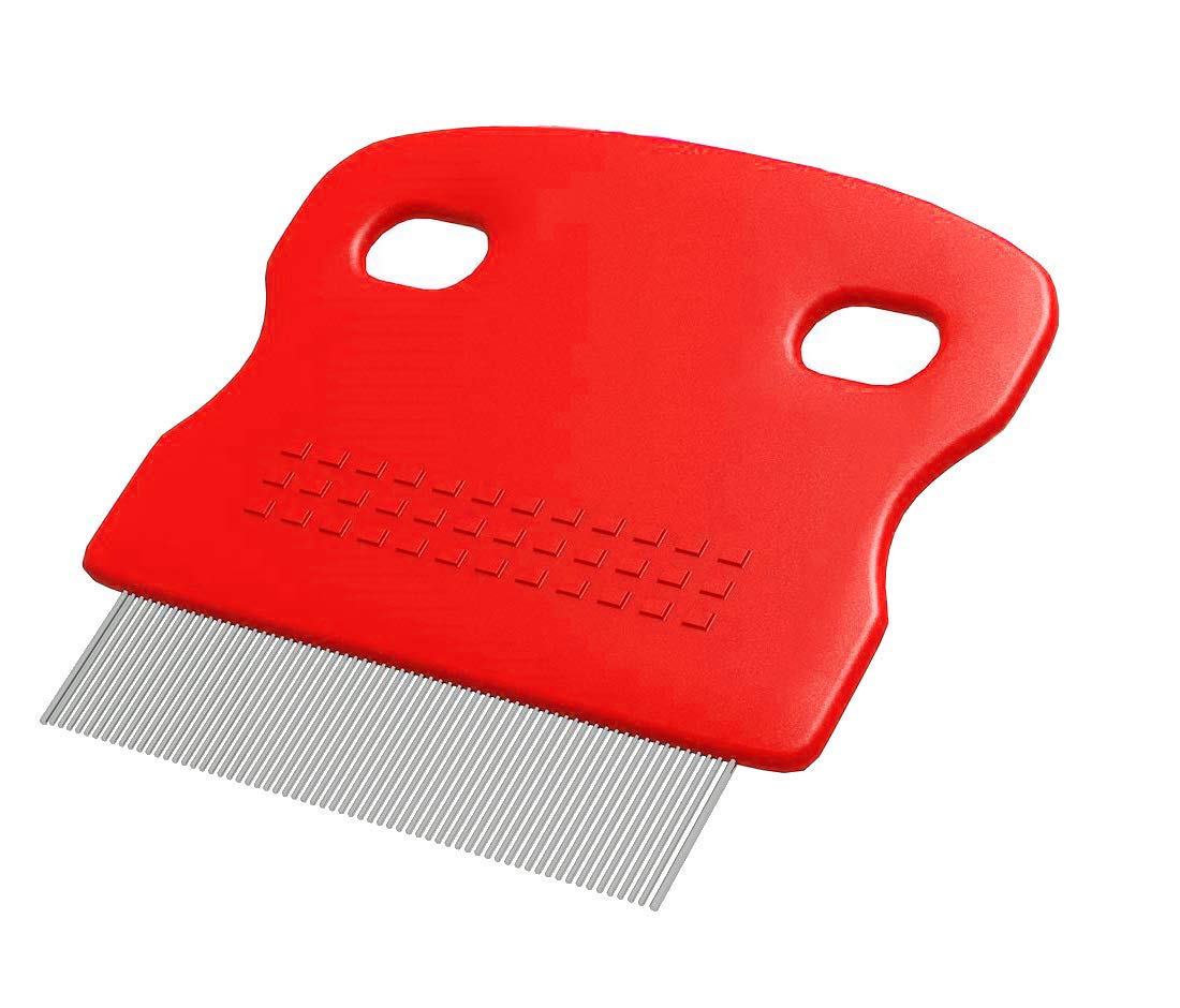 AlexVyan Lice Comb for Head Lice Treatment - Plastic & Metal Nit Remover Comb for Kids & Adults (Red) - Effective Louse & Egg Removal for Home & Travel Use