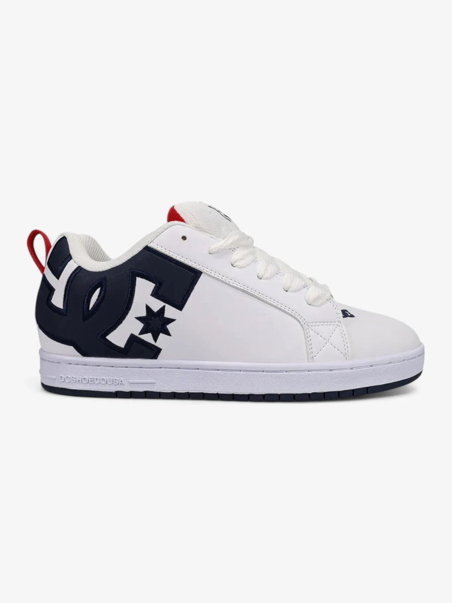 DC Court Graffik Skate Shoes for Men - White, Red & Blue - Lightweight & Durable Sneakers for Skateboarding, Streetwear & Casual Wear