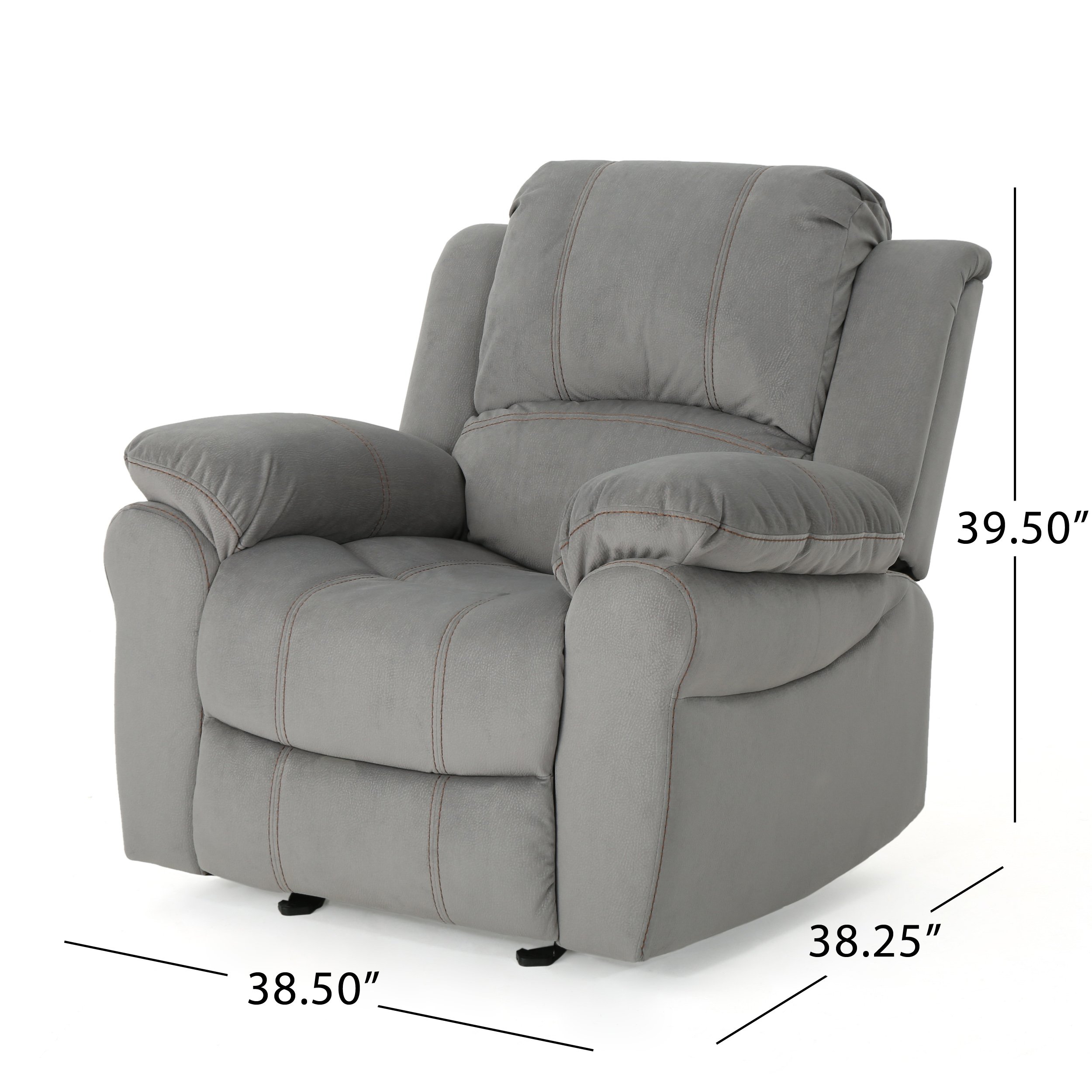Christopher Knight Home Edwin Recliner - Grey & Black Fabric Reclining Chair with Comfortable Padding | Perfect for Living Room, Home Theater & Office Relaxation