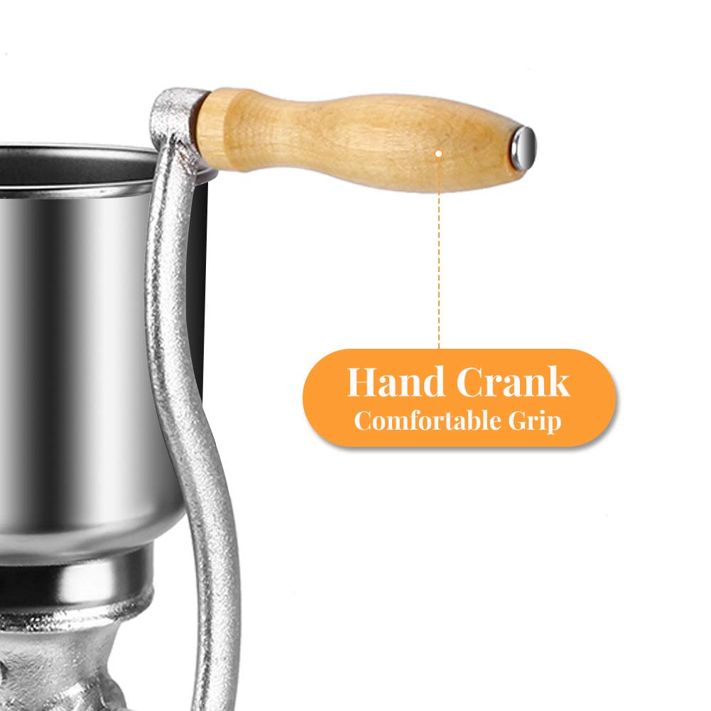 Cast Iron Manual Corn Grain Grinder - Adjustable Hand Crank Mill for Coffee Beans, Wheat, Nuts & Herbs | Portable Kitchen Tool for Home Baking, Camping & Emergency Preparedness