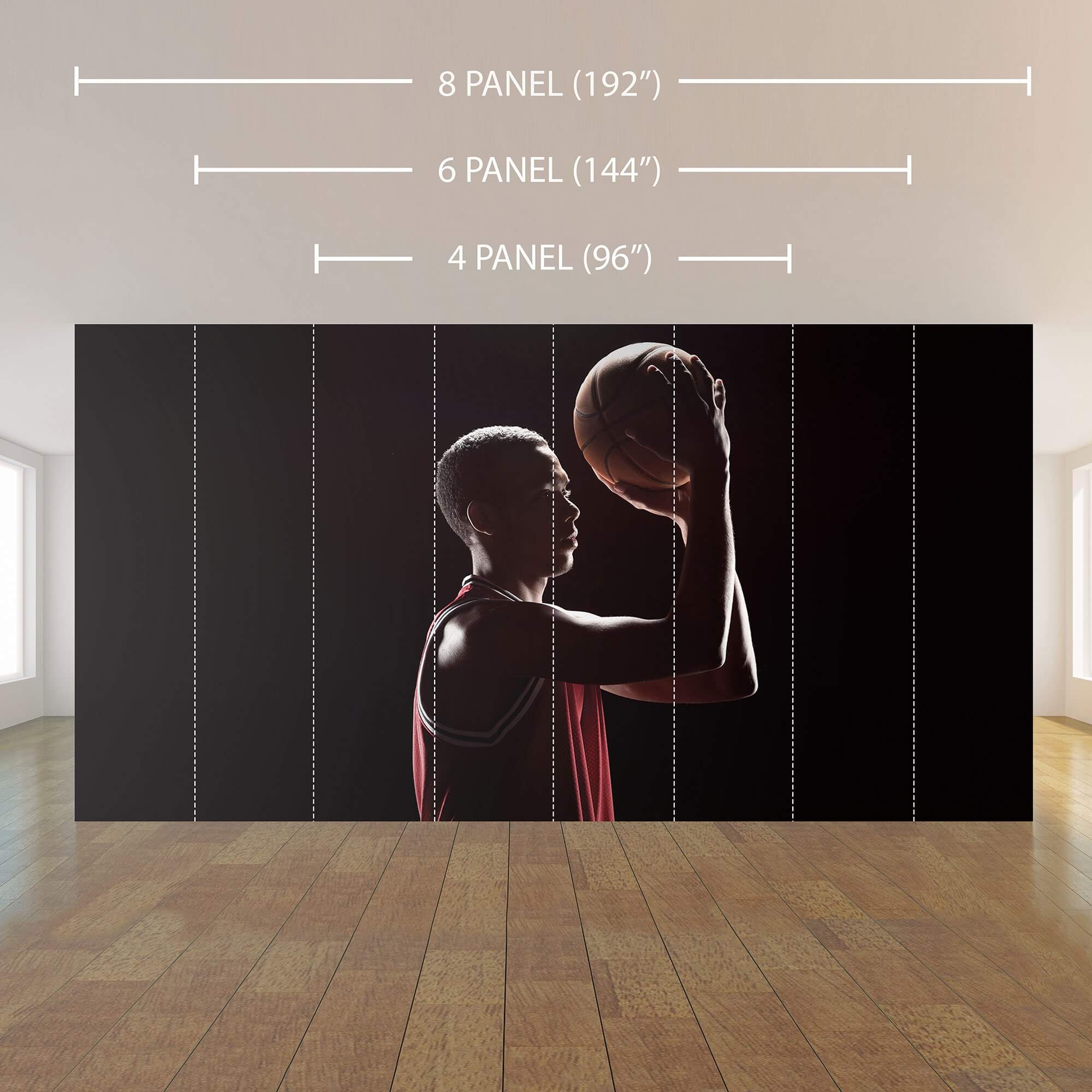 Red Basketball Peel and Stick Removable Wall Mural 3727 - Easy DIY Sports Decor for Kids Room, Game Room & Dorm - Perfect for Basketball Fans & Sports Themed Spaces