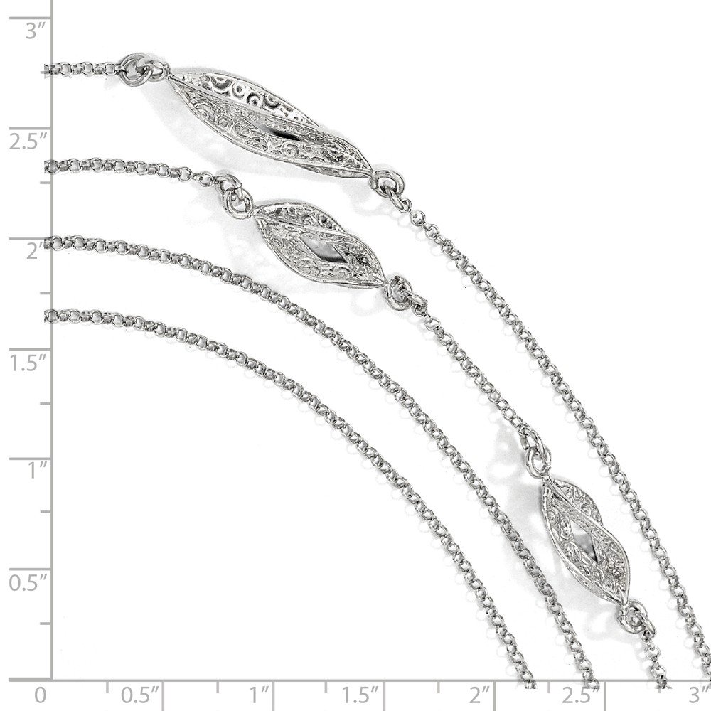 925 Sterling Silver Polish Filigree Multi-Strand Fancy Necklace for Women - 30 Inch Elegant Layered Chain - Perfect for Weddings, Parties & Special Occasions