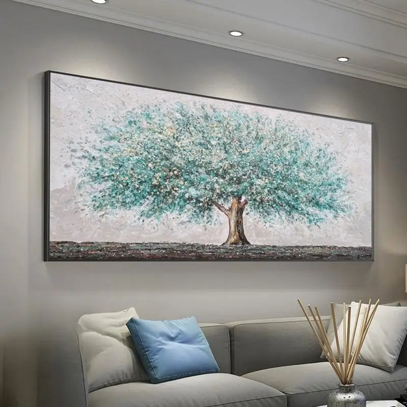 Flower and Tree Painting #FT007 - Handmade Canvas Wall Art for Home Decor, Living Room, Bedroom & Office