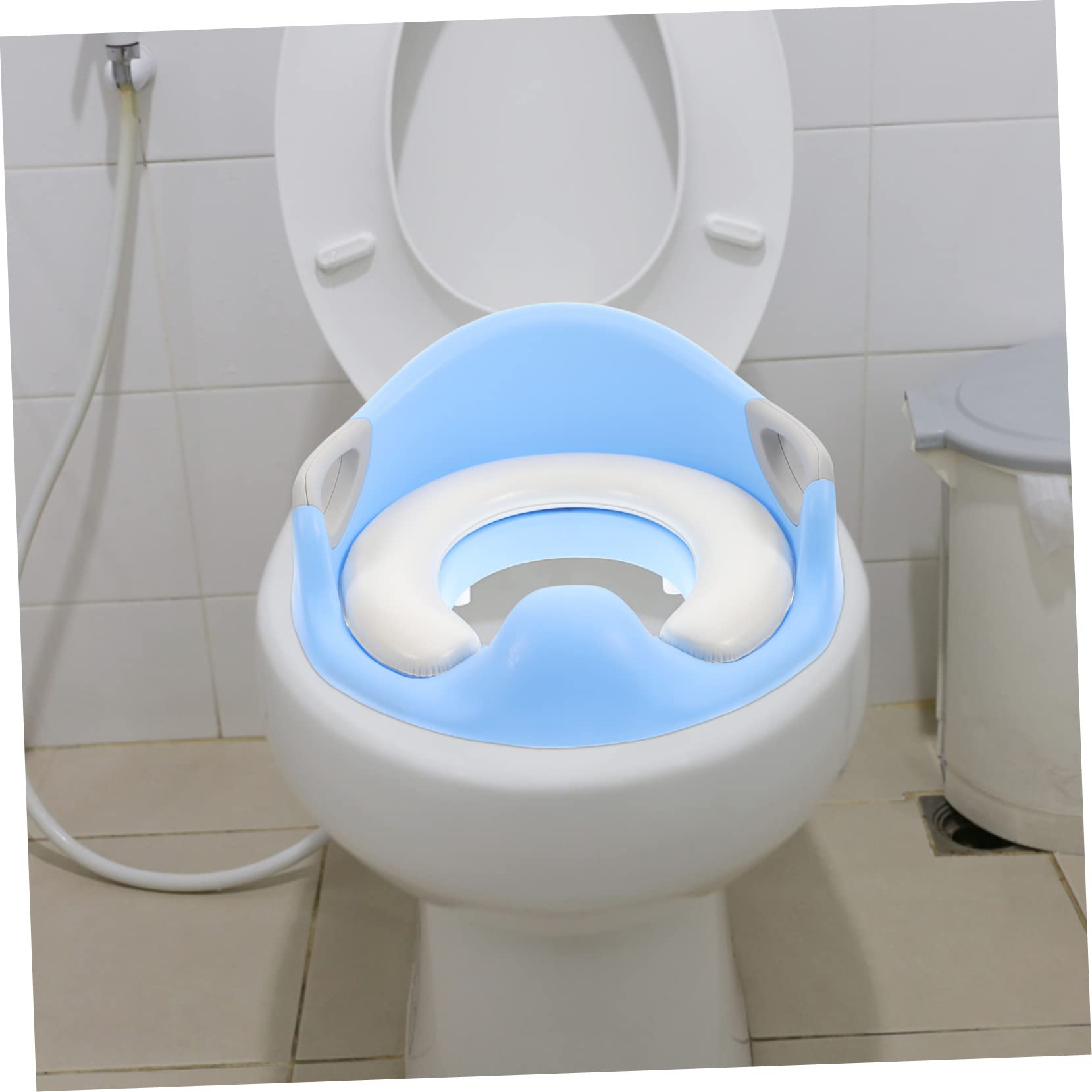 HEMOTON 1-Piece Soft PU Blue Toilet Trainer Seat Ring - Non-Slip Potty Training Cover for Toddlers & Kids | Perfect for Home, Travel & Daycare Use