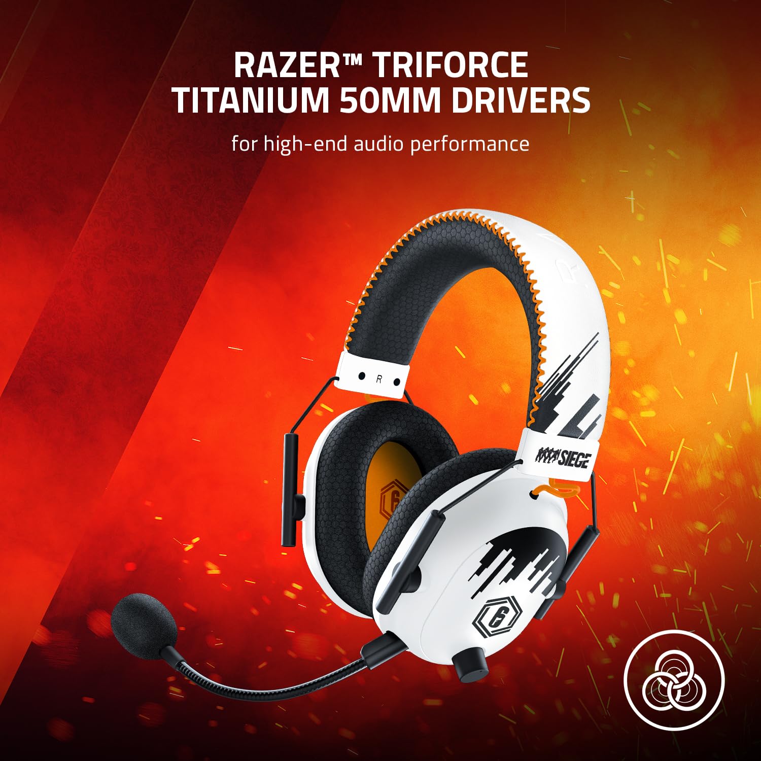 Razer BlackShark V2 Pro Wireless Gaming Headset - HyperSpeed Wireless, TriForce Titanium 50mm Drivers, HyperClear Mic - Premium Esports Headphones for Rainbow Six Siege, FPS, PC & Console Gaming