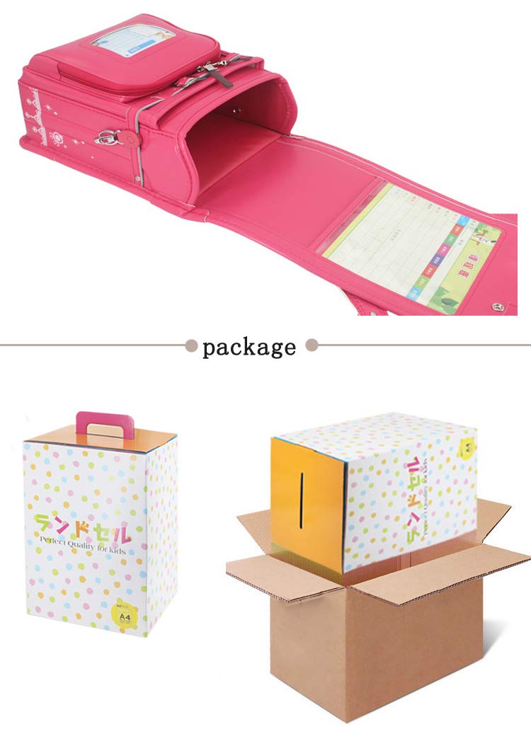 Premium Japanese Randoseru Backpack for Kids - PU Leather, Waterproof, Automatic Opening, Pink - Perfect for School, Travel & Daily Use