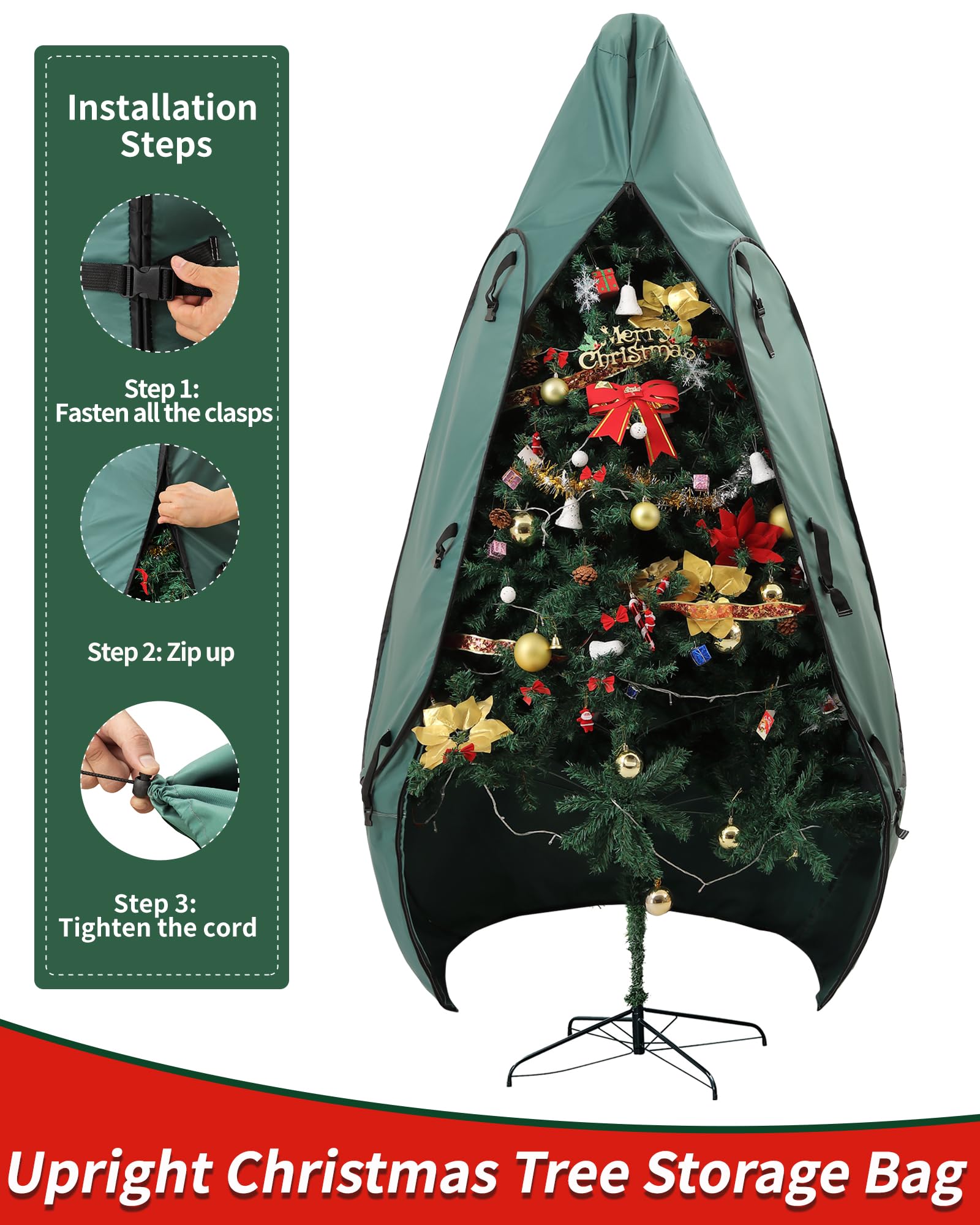 7 Ft Christmas Tree Storage Bag - Heavy Duty Upright Artificial Tree Cover for 6-7 Ft Trees | Perfect for Holiday Storage & Space Saving Organization (Fits 5 Ft, 6 Ft, 6.5 Ft & 7 Ft Trees) | Ideal for Attic, Garage & Seasonal Decoration Protection