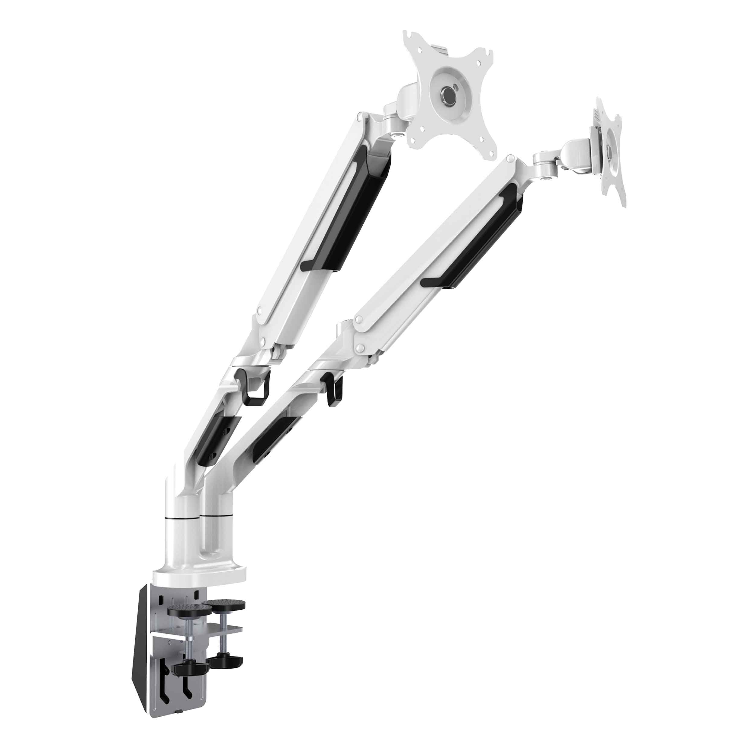Adjustable Double Monitor Mount Stand for 17-32 Inch Screens, Rotating Ergonomic Arm with 9kg Load Capacity - White (DH27) - Perfect for Home Office, Gaming & Workspace Setup