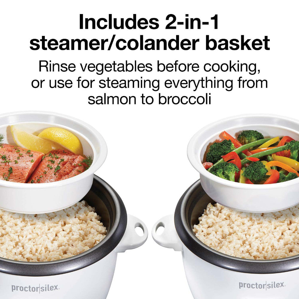 Proctor Silex 37533G 10-Cup Rice Cooker & Food Steamer - Perfect for Meal Prep, Dorm Cooking & Healthy Eating