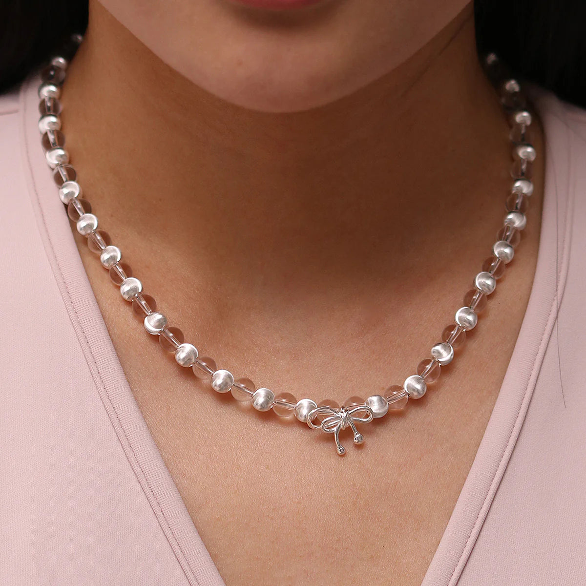 Elegant Silver Beaded Bow Set - Perfect for Hair Accessories, Gift Wrapping & Wedding Decor