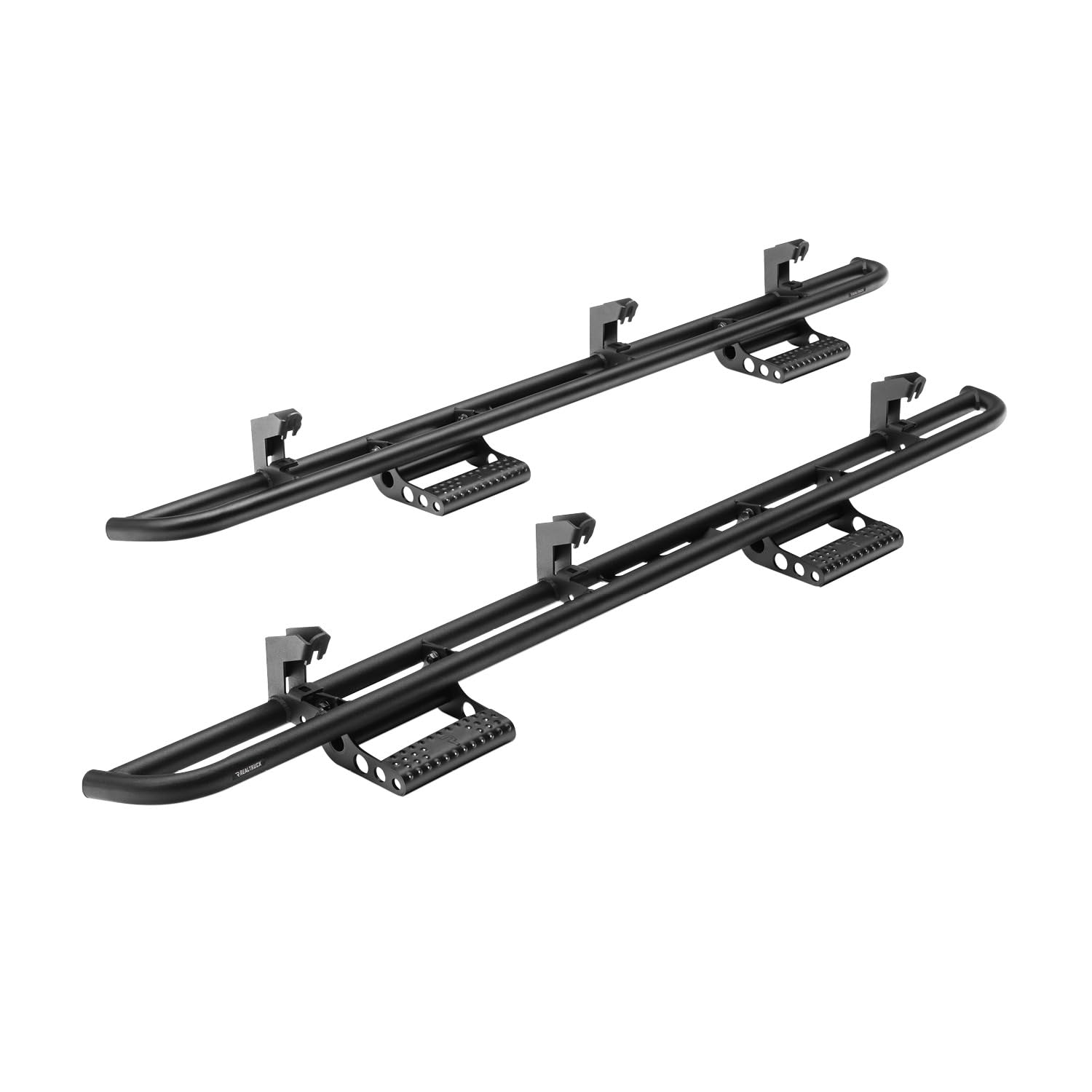 RealTruck RKR Cab Length Step System for 2004-2006 Jeep Wrangler TJ & Unlimited | Textured Black Tubular Steel Running Boards | J042RKRUS2 | Off-Road Accessories for Enhanced Entry & Exit