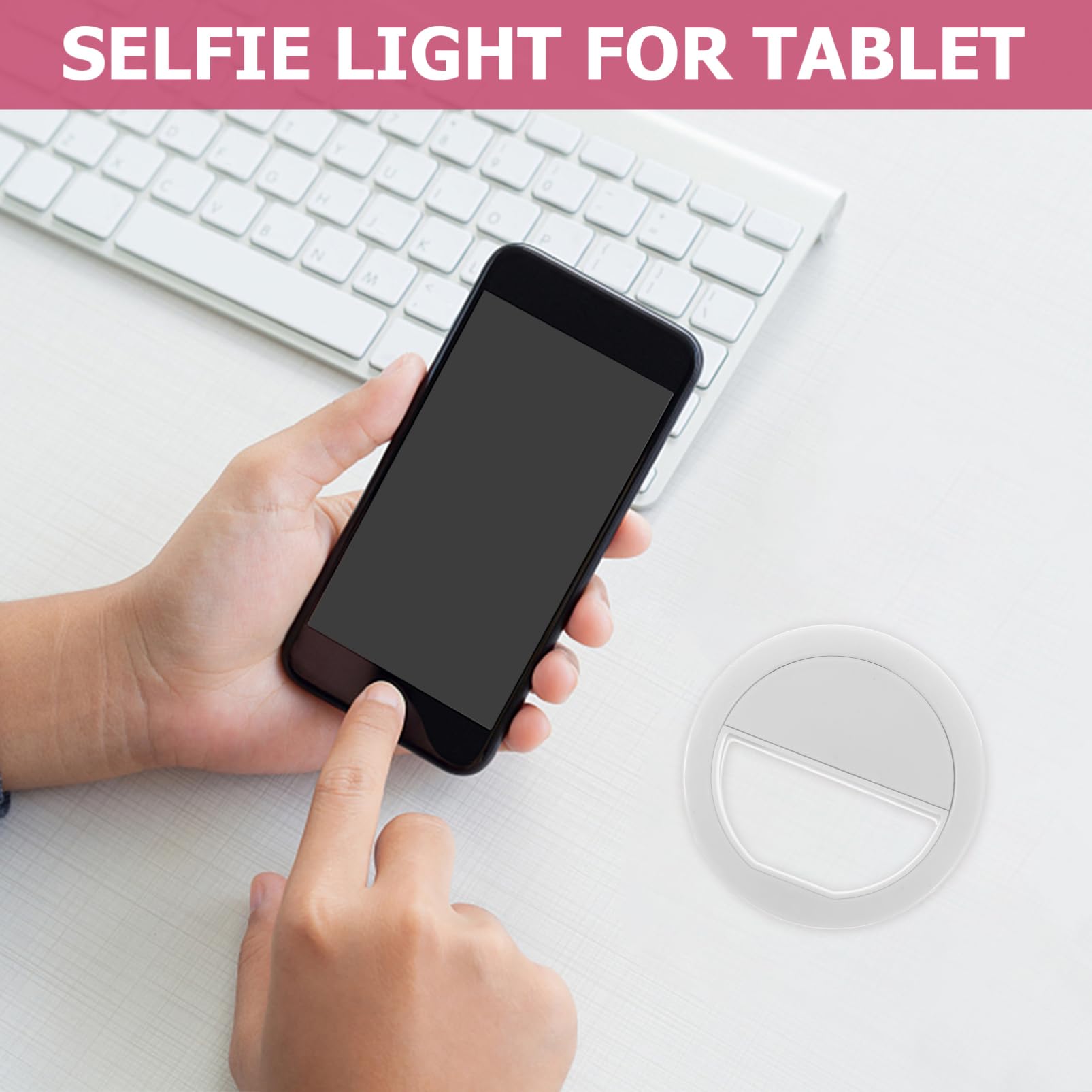 Veemoon Clip-On Phone Light - LED Selfie Ring Light with Phone Holder, No Battery Needed - Perfect for YouTube, TikTok & Instagram Videos, Live Streaming & Night Photography