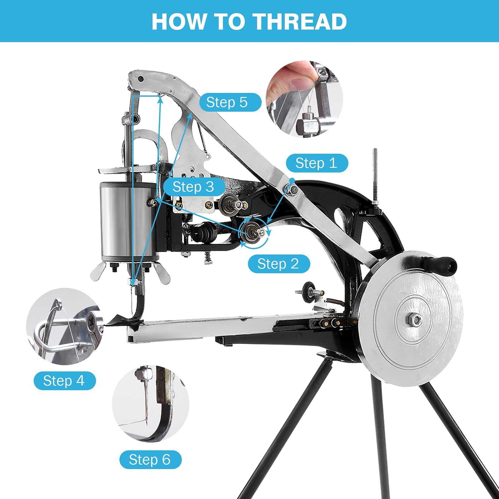Ironwalls Heavy Duty Manual Leather Sewing Machine - Shoe Repair Kit with Cotton Nylon Thread & Spare Parts | Hand Operated Cobbler Tool for Shoes, Bags, Tents, Jackets & Outdoor Gear Repair | Perfect for Home DIY, Professional Shoe Repair & Camping Equipment Maintenance